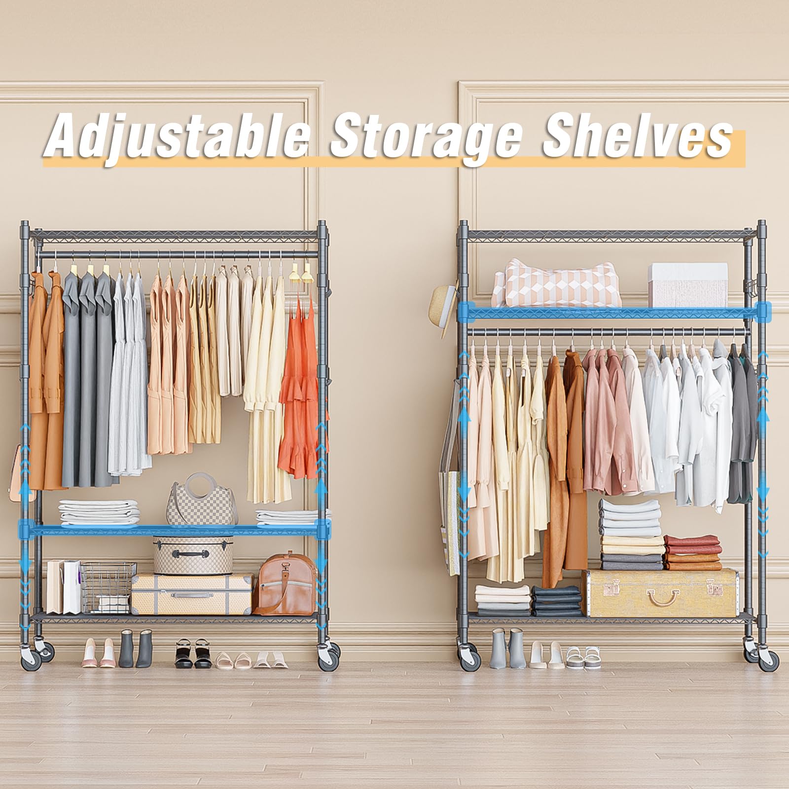 Heavy Duty Rolling Clothing Rack