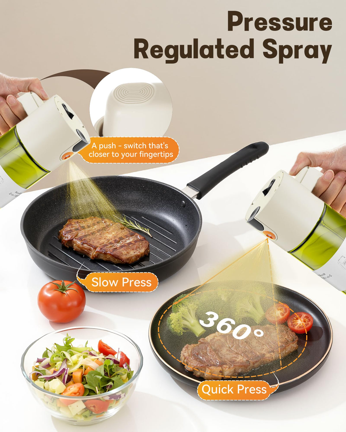 Olive Oil Sprayer & Dispenser Bottle for Cooking 17oz Dark Glass Oil Mister