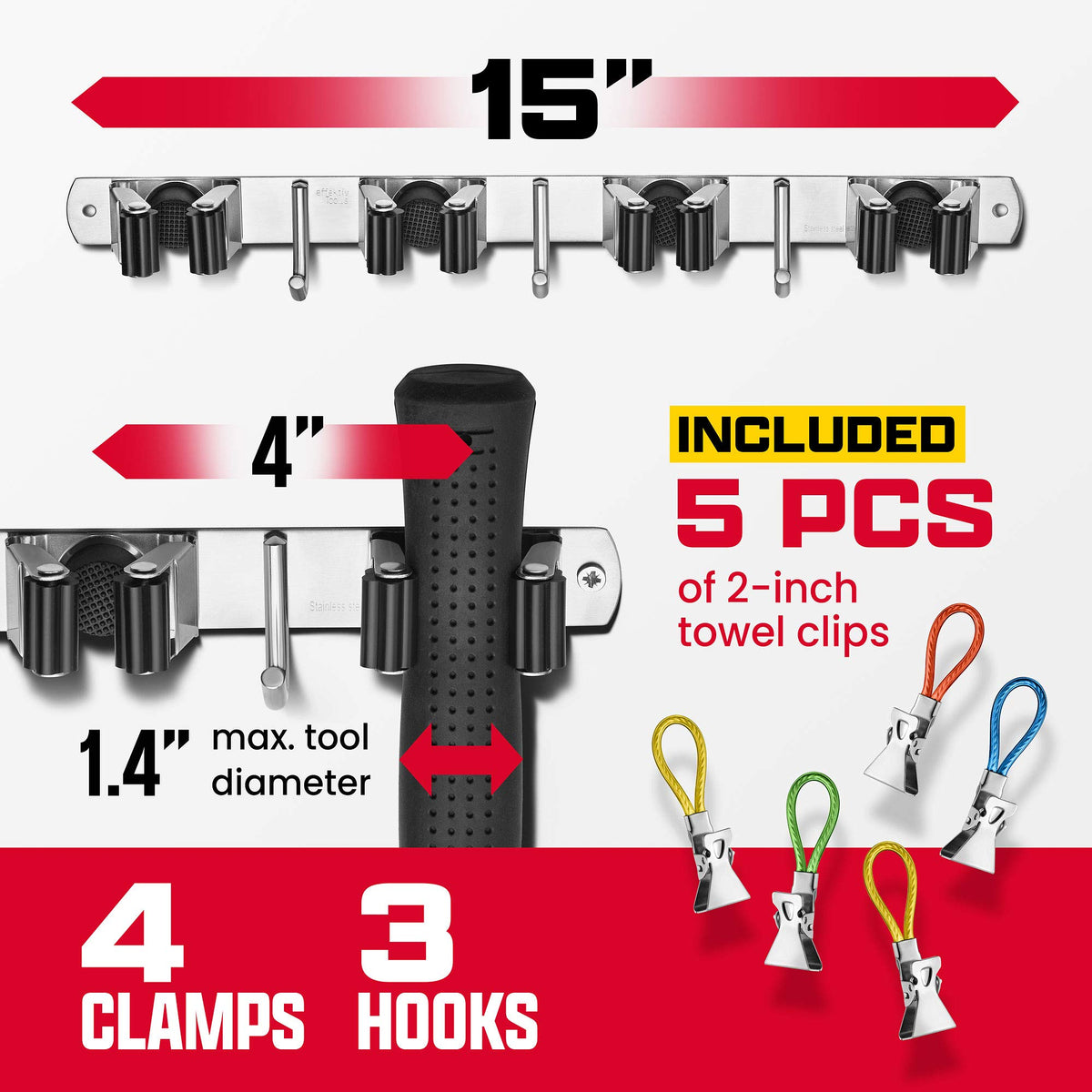 Wall Mount Hanger for Brooms & Mops
