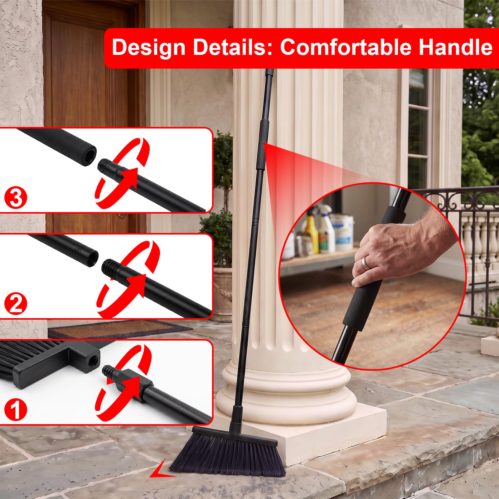 4 Pack Heavy Duty Brooms Outdoor for Floor Cleaning (4 Count)