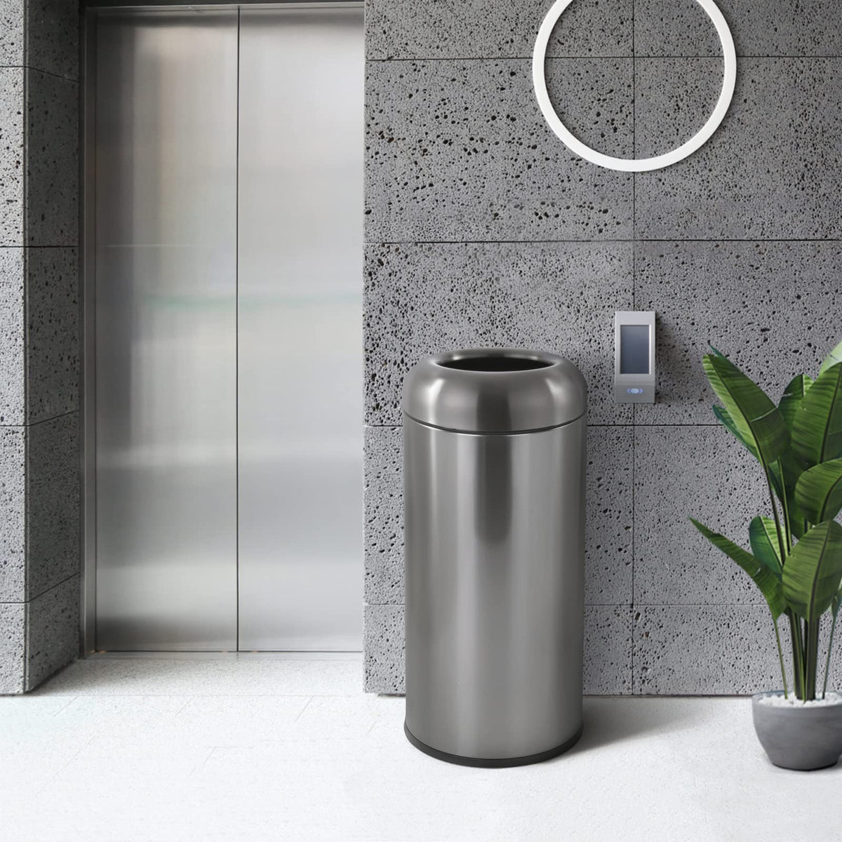 Large Trash Can Commercial Stainless Steel Garbage Can with Lid
