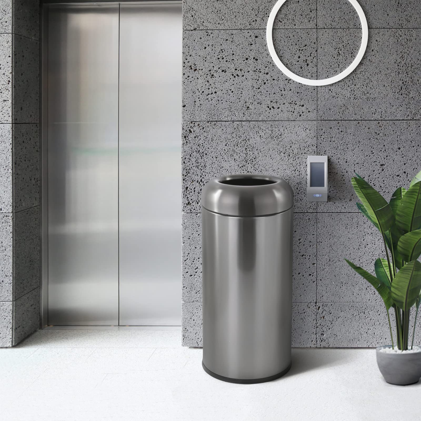 Large Trash Can Commercial Stainless Steel Garbage Can with Lid