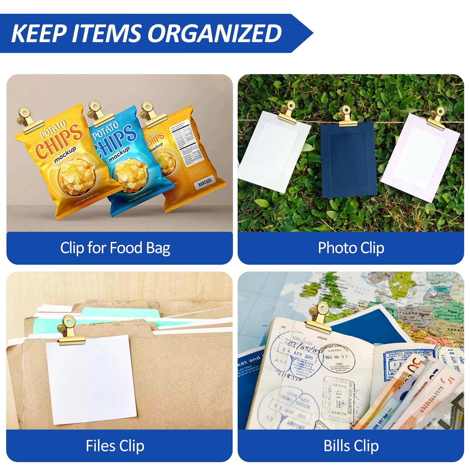 30 Pack Small Bull Clips 0.87 Inch Mini Metal Hinge Clips Binder Paper Hinge Clip for Office (30 Count)