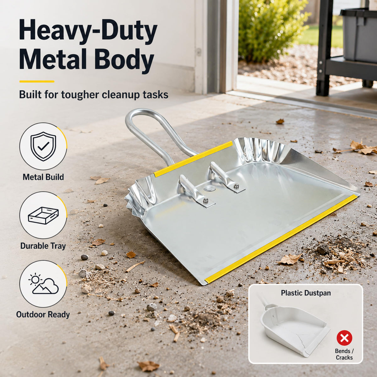 3 Pack 17" Heavy Duty Metal Dust Pans (3 Count)