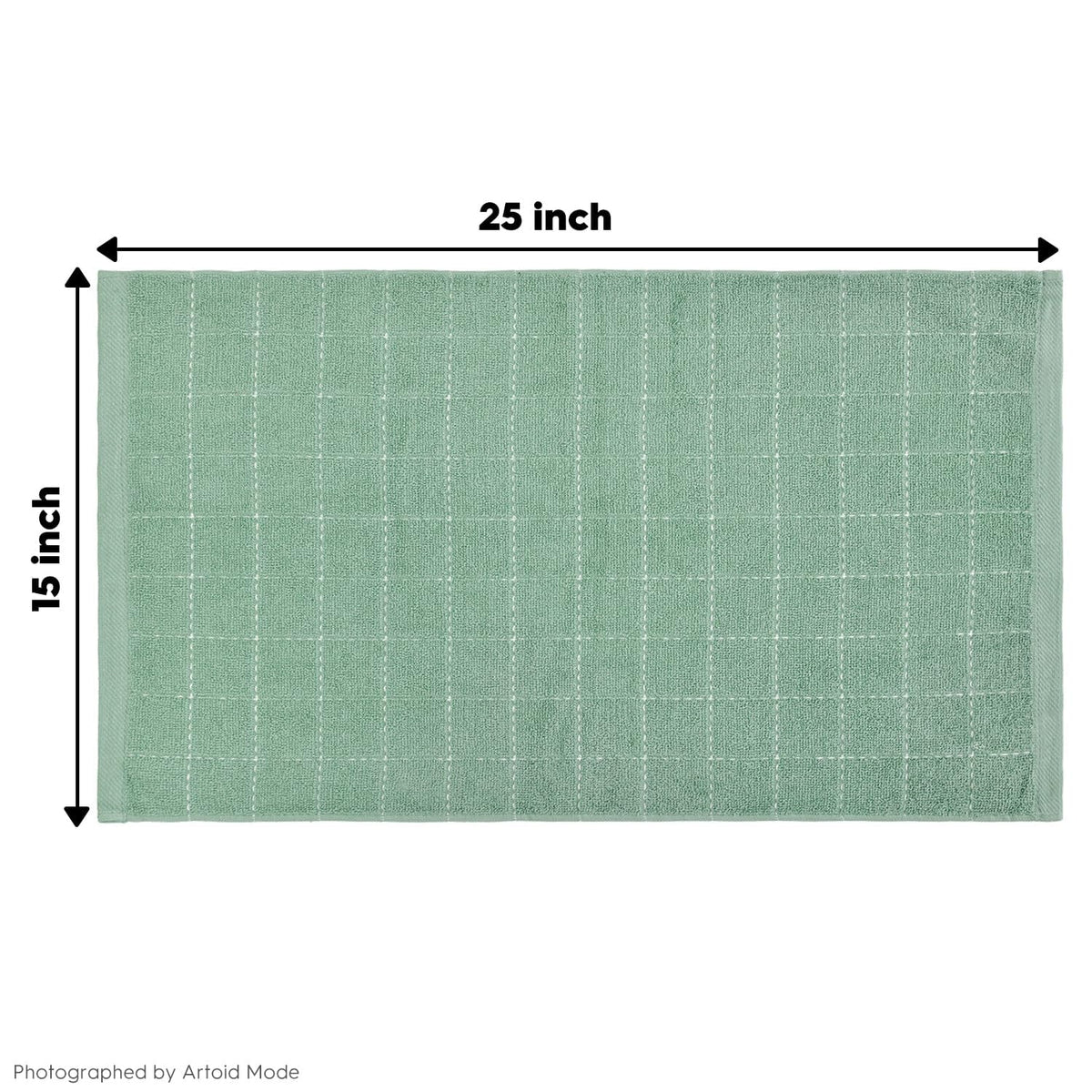 Checkered Designed Cotton Light Green Terry Kitchen Dish Towels (4 Count)