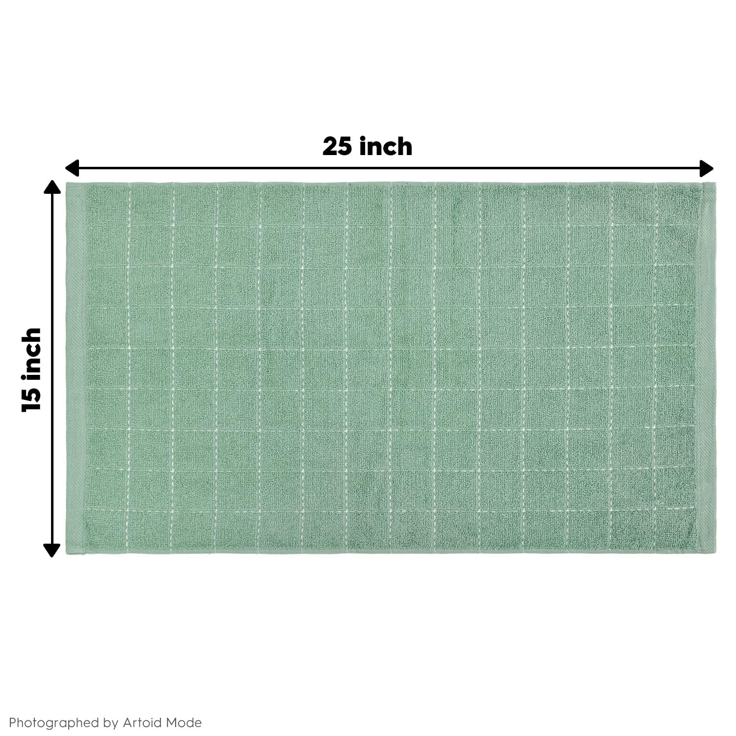Checkered Designed Cotton Dark Green Terry Kitchen Dish Towels (4 Count)