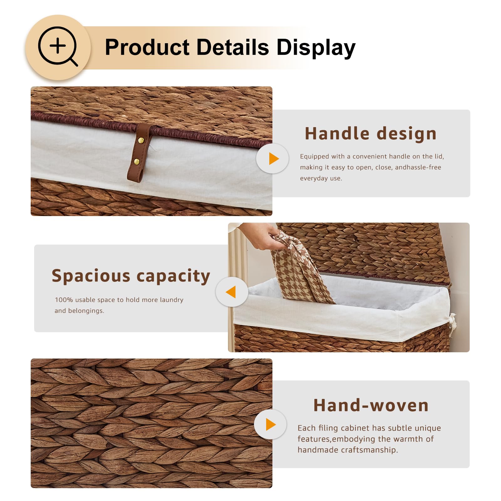 Handwoven Laundry Hamper with Wheels (3212.3322 Fl Oz)