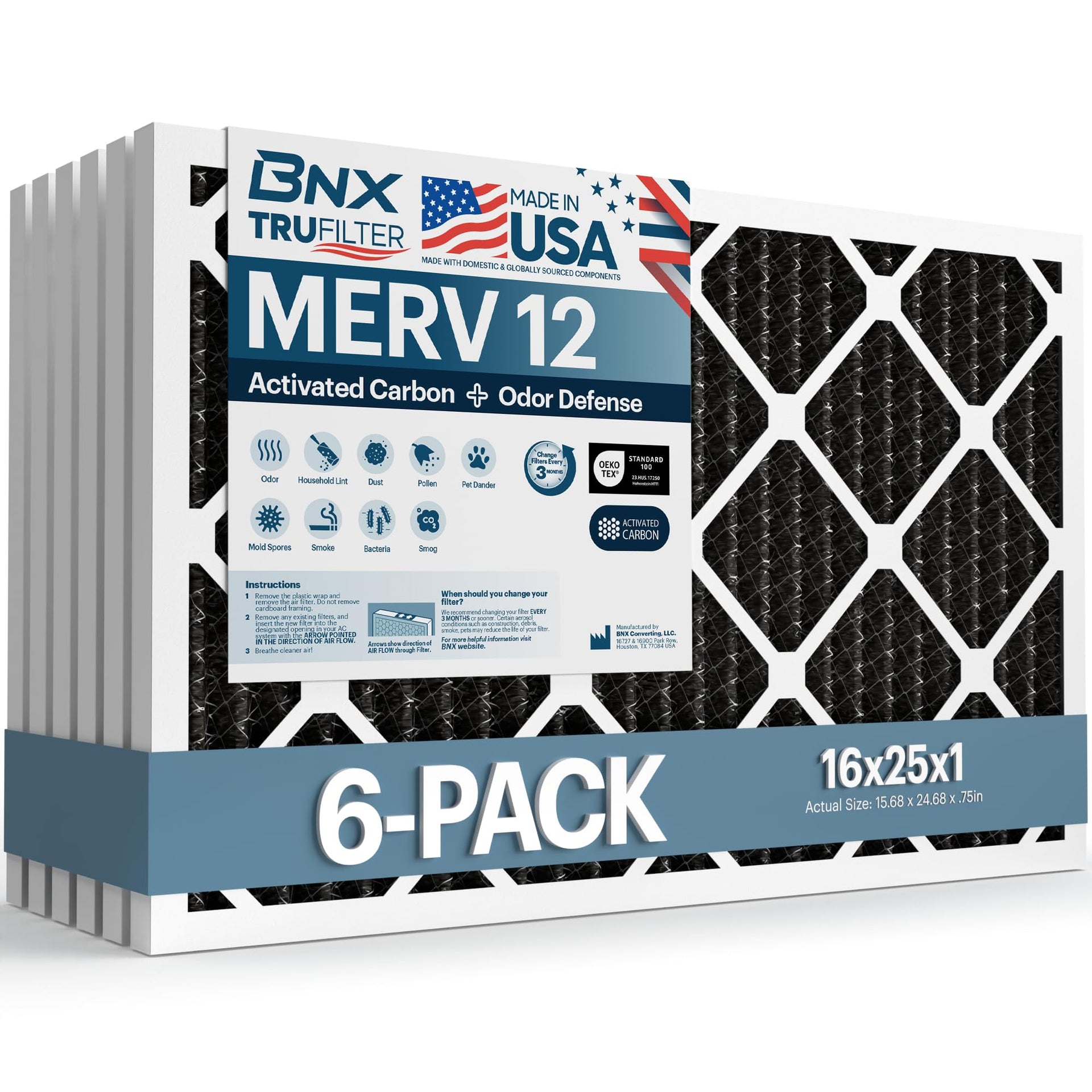 TruFilter 16x25x1 MERV 12 Odor Defense (6 Count)