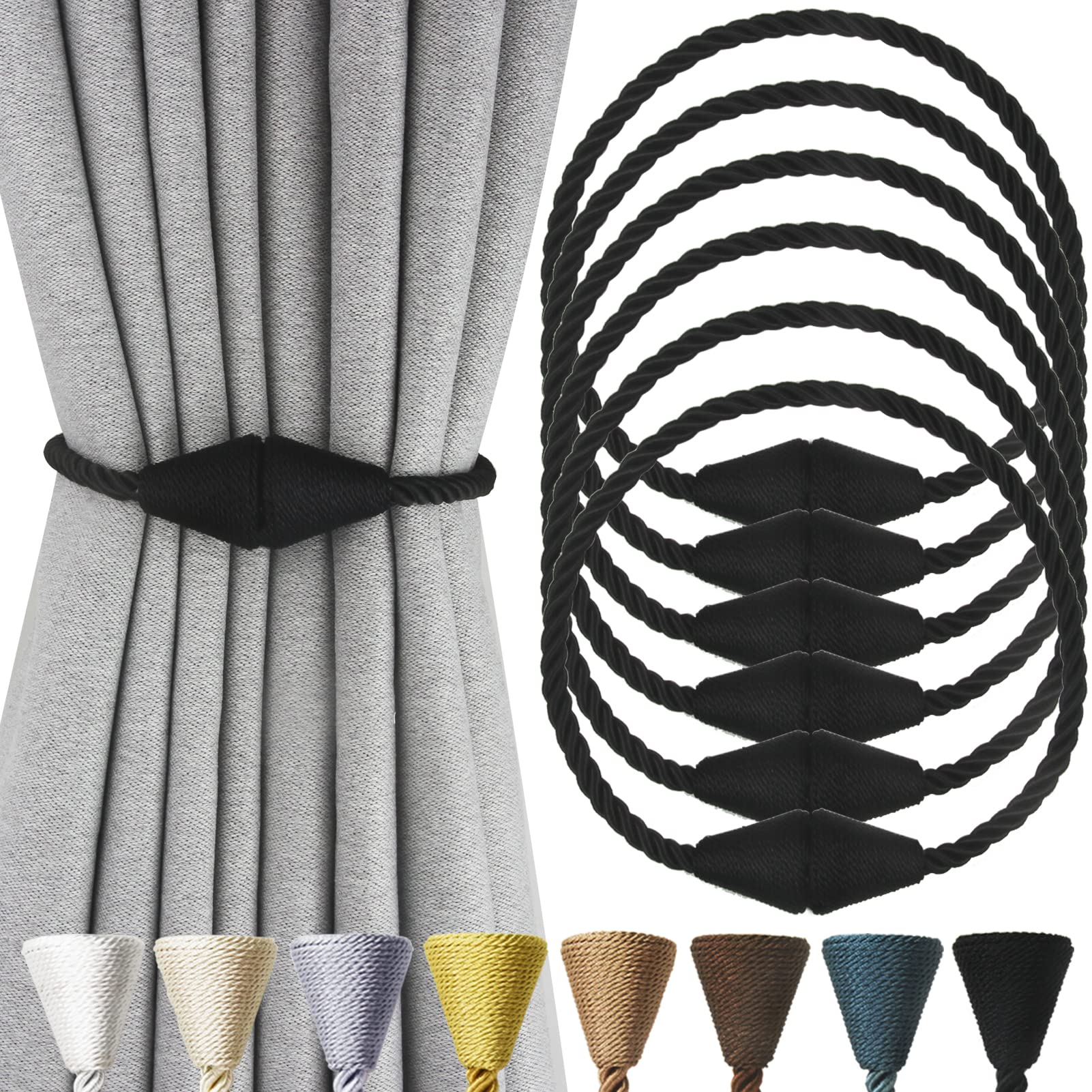 Magnetic Curtain Tiebacks Rope Decorative Holdbacks for Drapes Nieffeiy