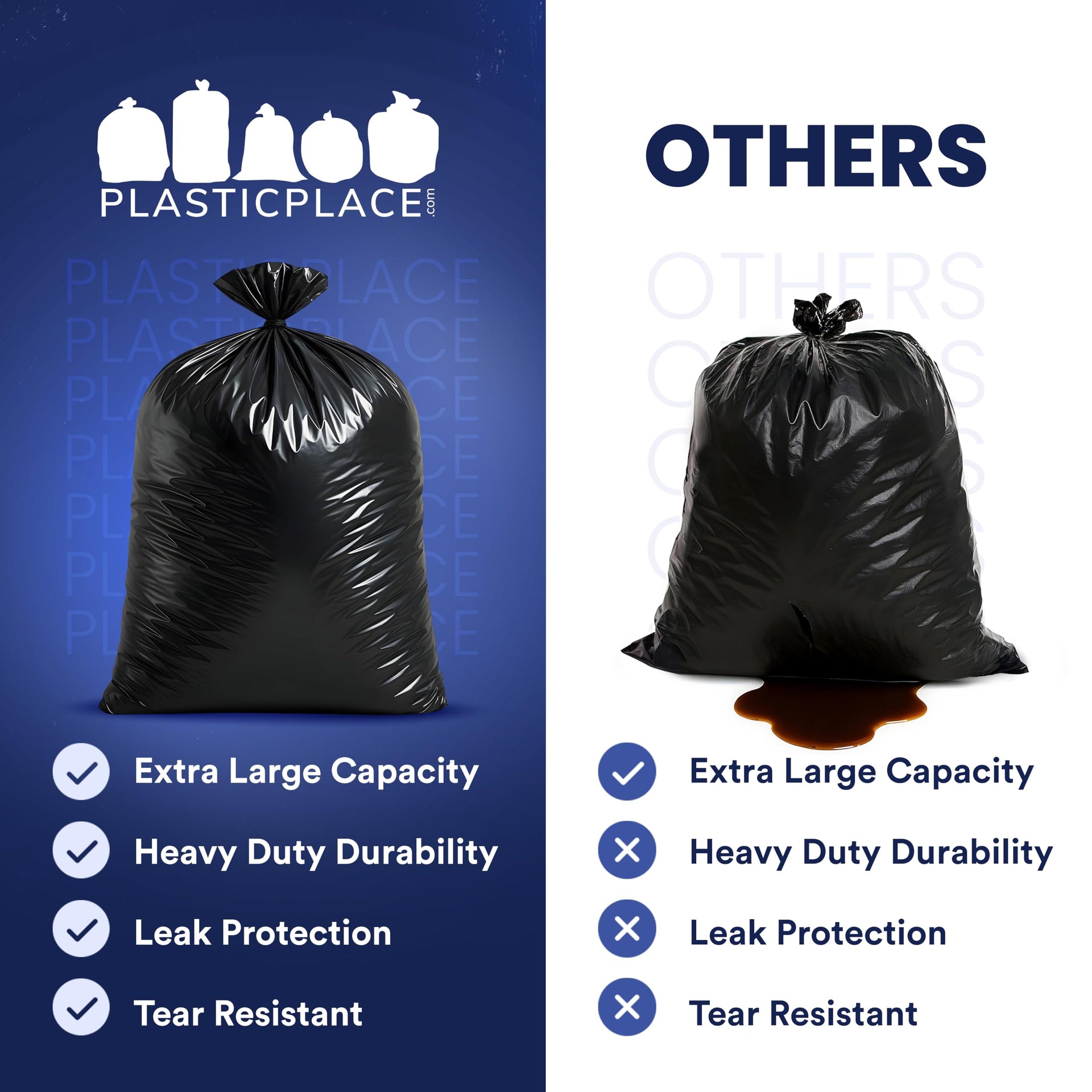 40 45 Gallon Trash Bags │ 2.3 Mil │ Black Heavy Duty Garbage Can Liners │ 40" x 46" (50 Count)