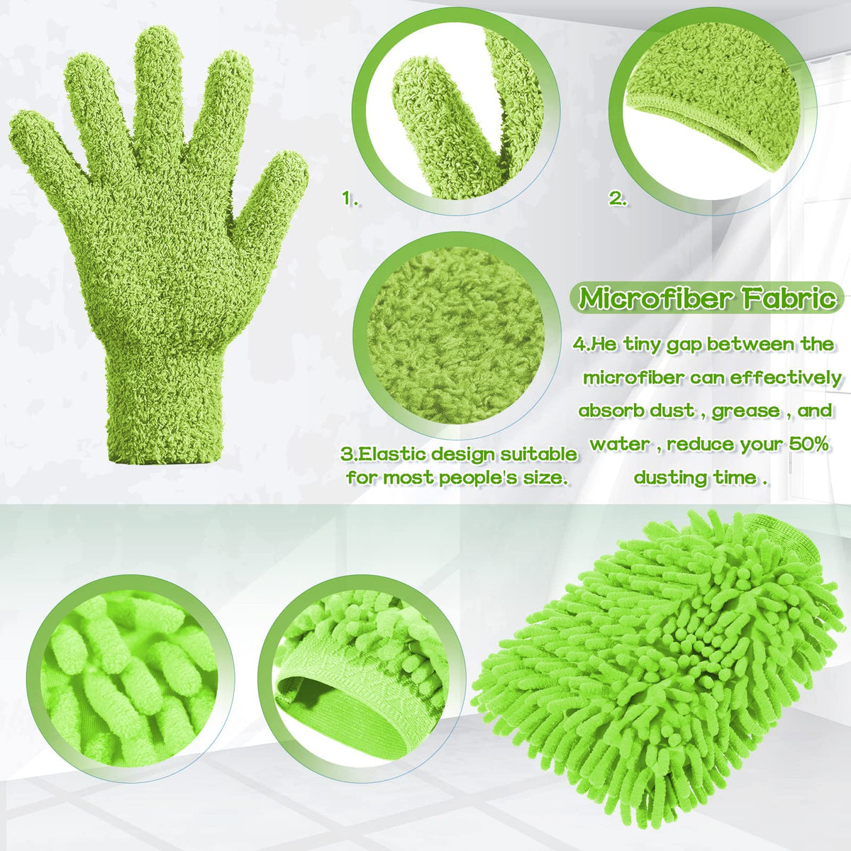 6 Pcs Microfiber Dusting Mitt Plant Cleaning