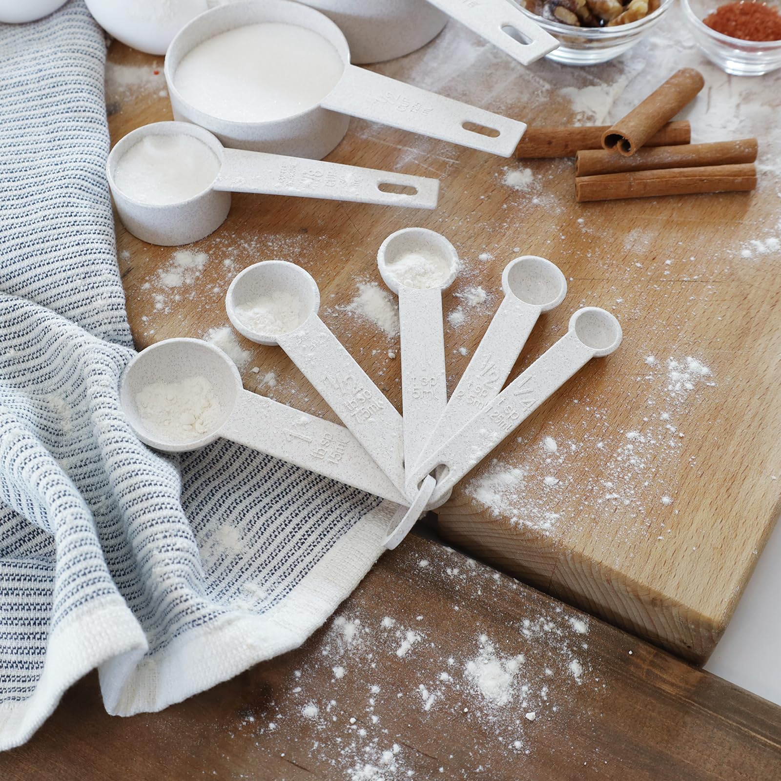 6pc Wheat Straw Kitchen Utensil Set Peeler Cutter Grater Spoons and Cups
