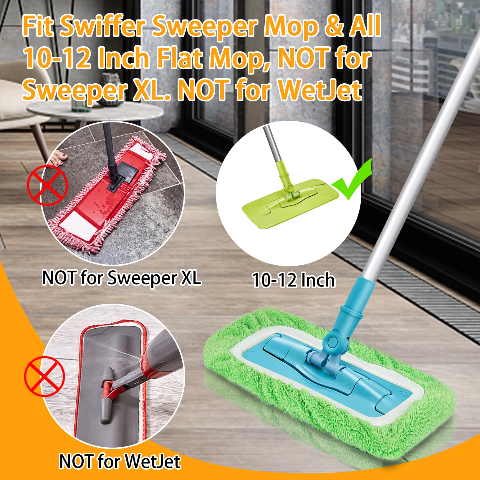 Reusable Dry Sweeping Cloths Microfiber Wet Mop Pads Compatible with Swiffer Sweeper Mop Replacement Sweeping Mopping pad Refills for Hardwood Surface Floor Cleaning (6 Count)