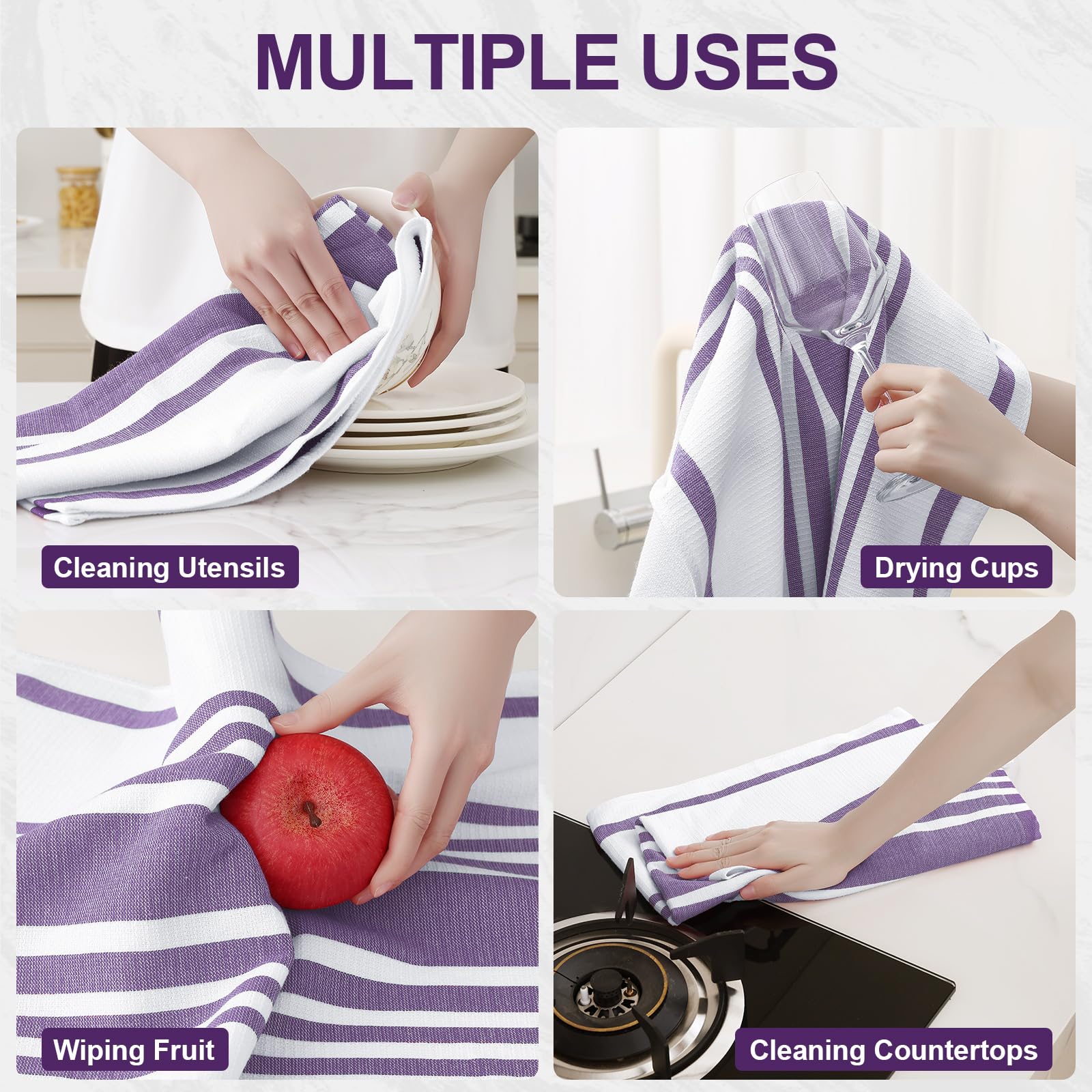 Premium Cotton Stripe Kitchen Towels 6 Pack (6 Count)