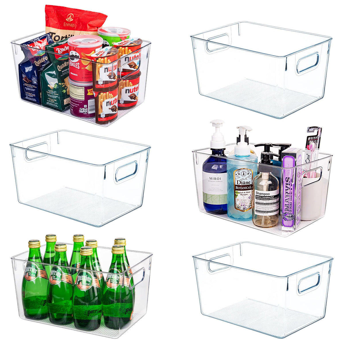 6 Pack Clear Plastic Storage Bins (6 Count)