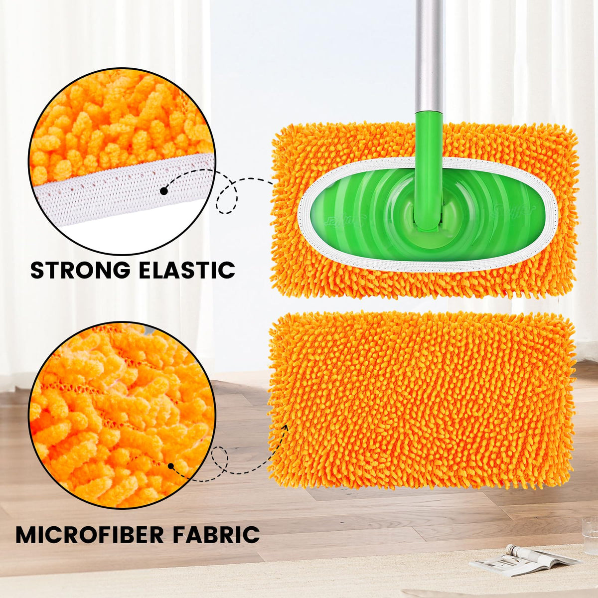 6Pcs Reusable Microfiber Mop Pads Compatible with Sweeper Mop (6 Count)