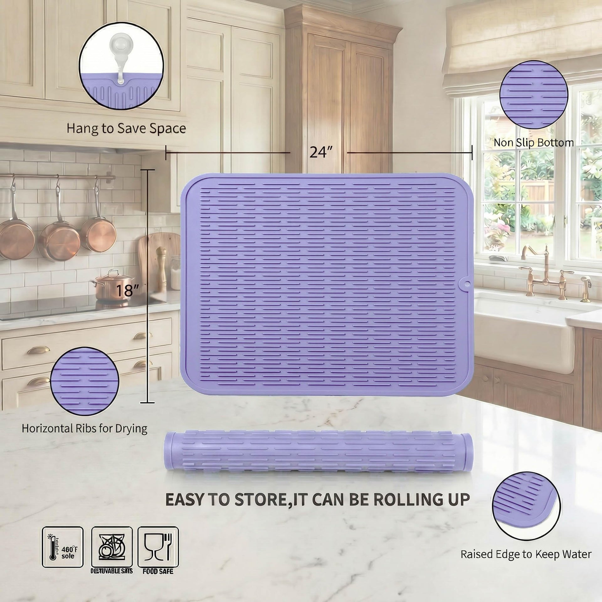 Silicone Dish Drying Mat for Multiple Usage