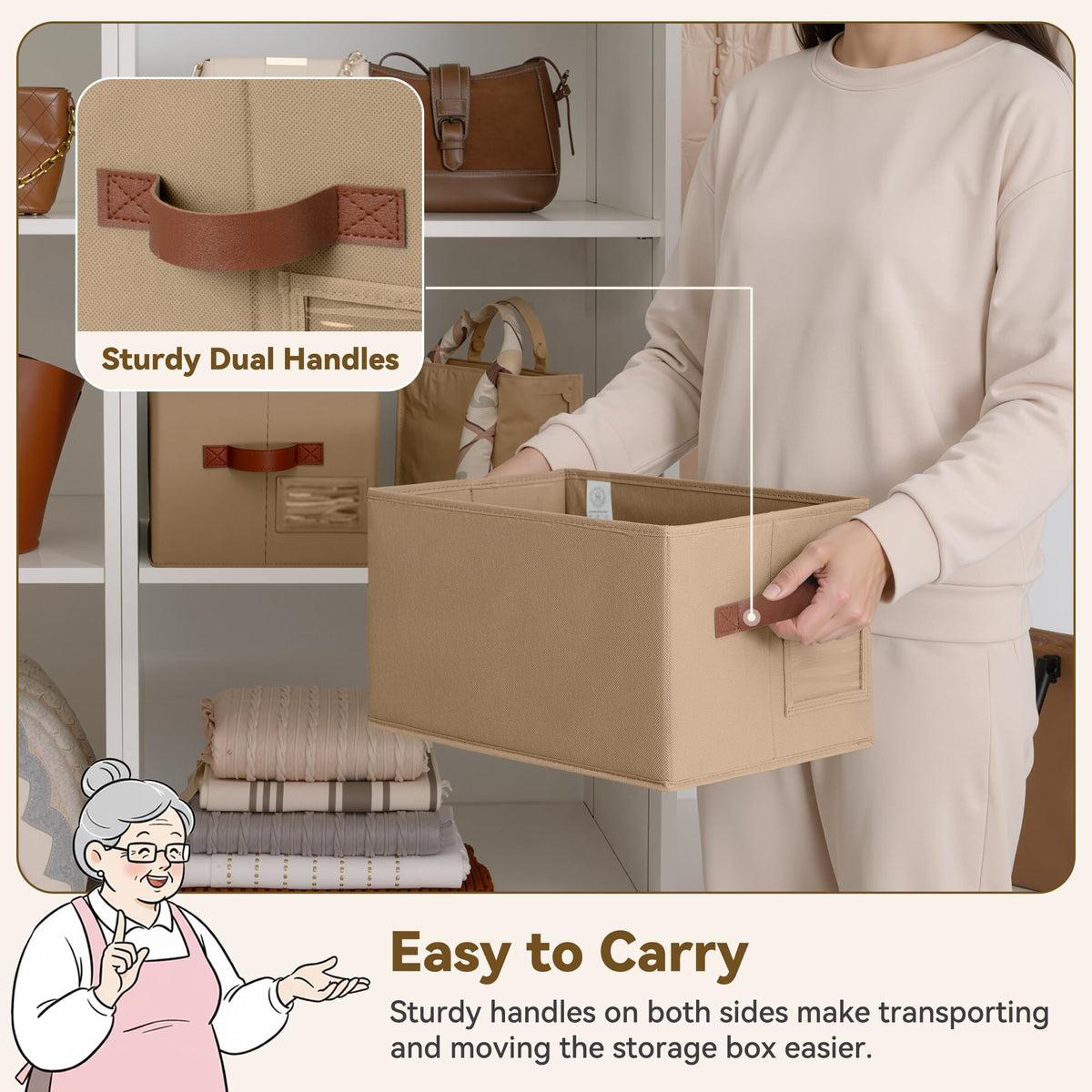 Closet Storage Bins with Label (3 Count)