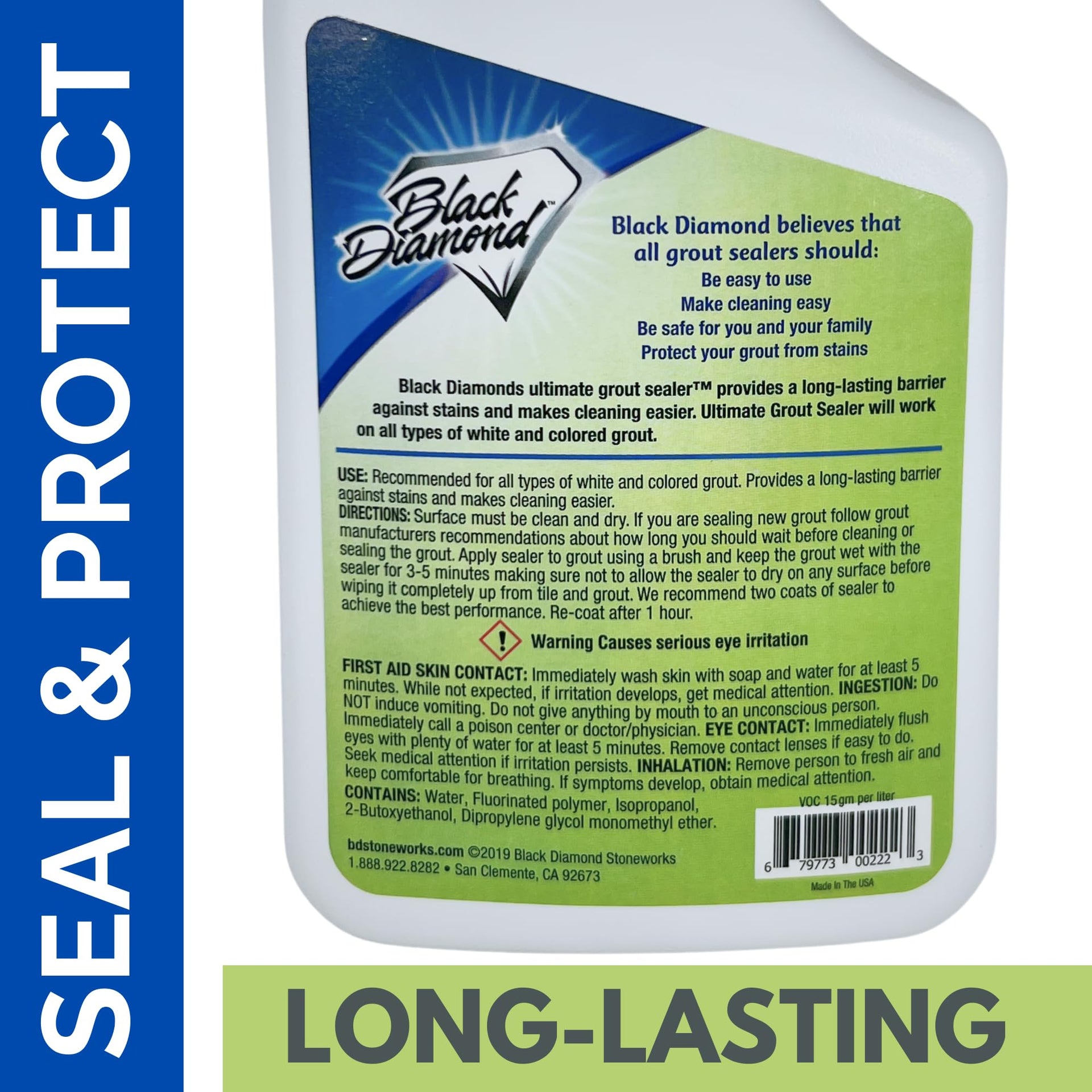 Grout Cleaner & Grout Sealer Bundle with Brush for All Tile & Stone 2 (64 Fl Oz)