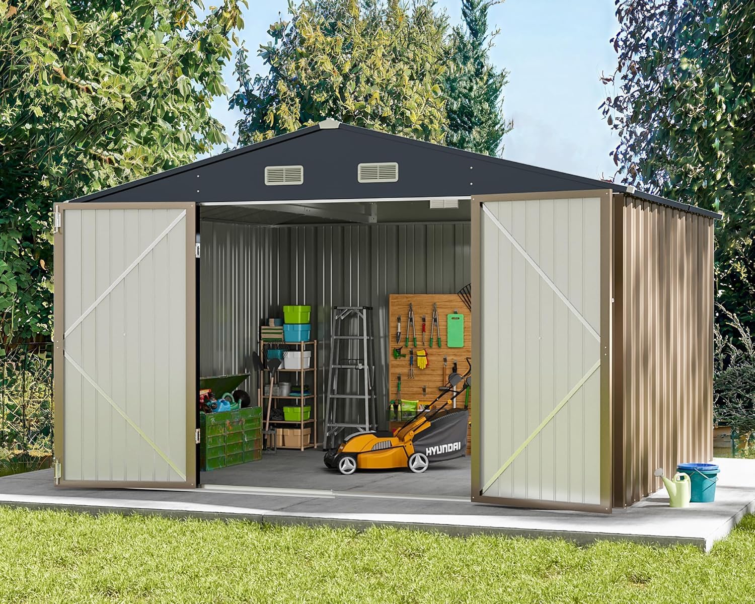 10x8FT Outdoor Storage Shed Brown