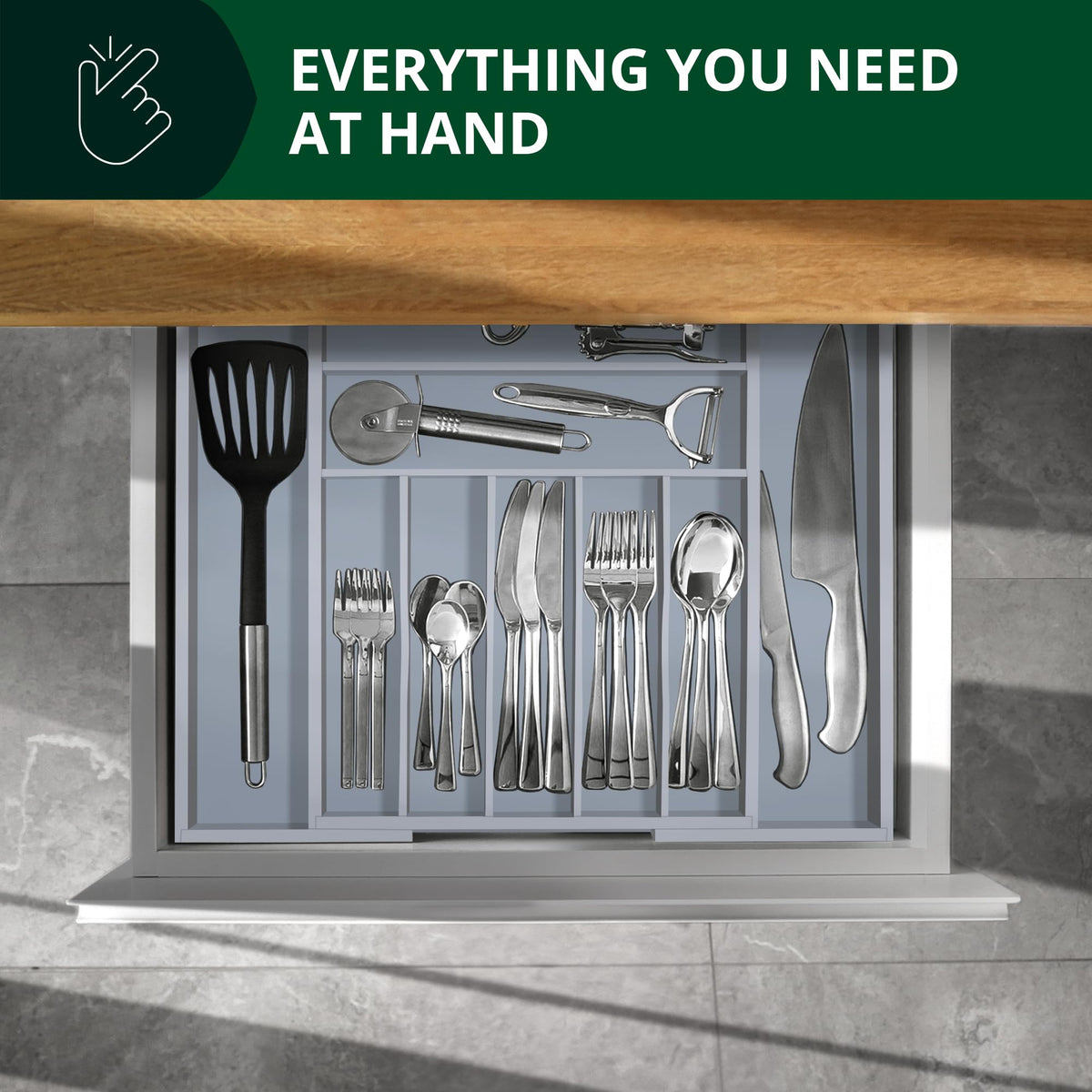 Luxury Bamboo Kitchen Drawer Organizer