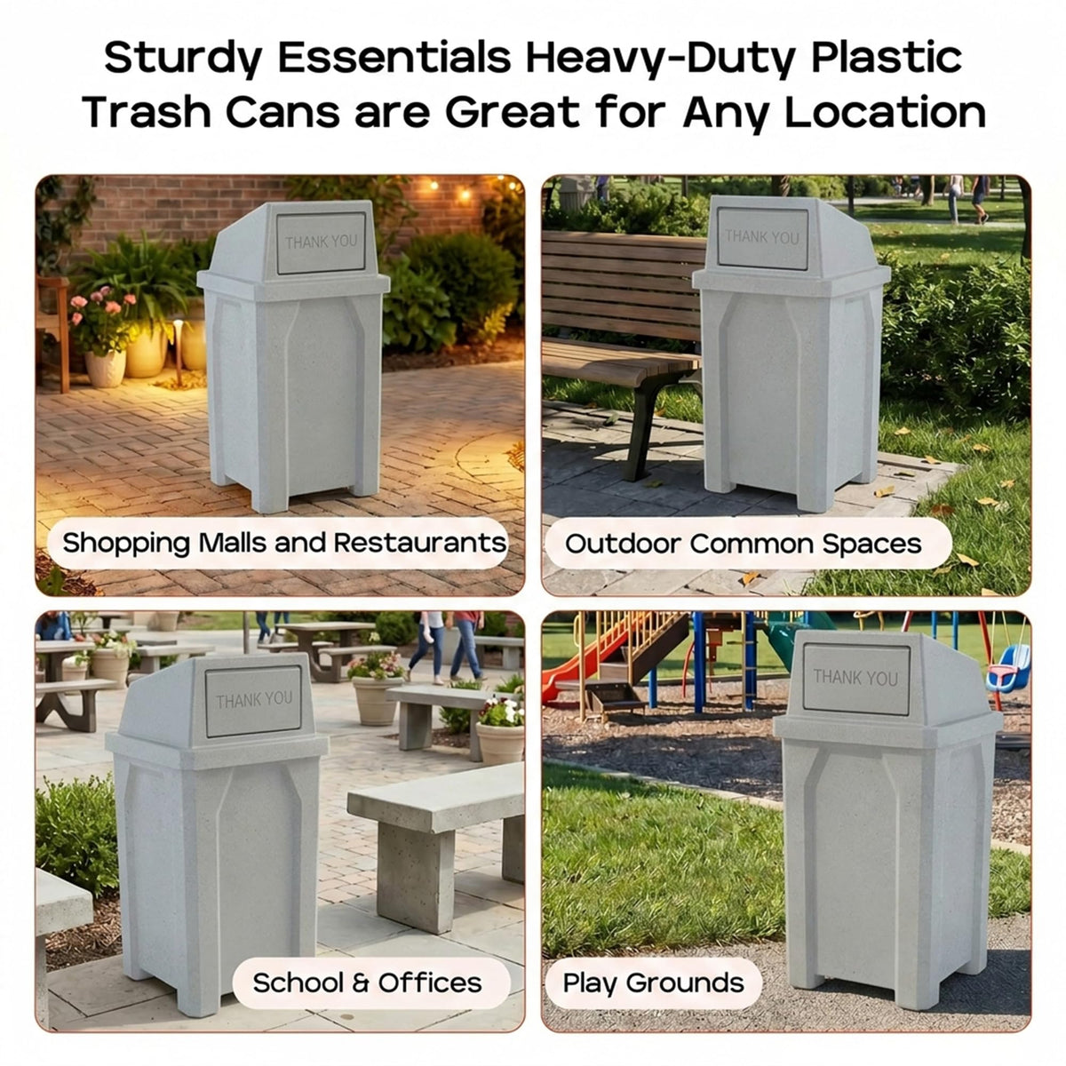 Campus Collection 32 Gallon Commercial Trash Can with Lid
