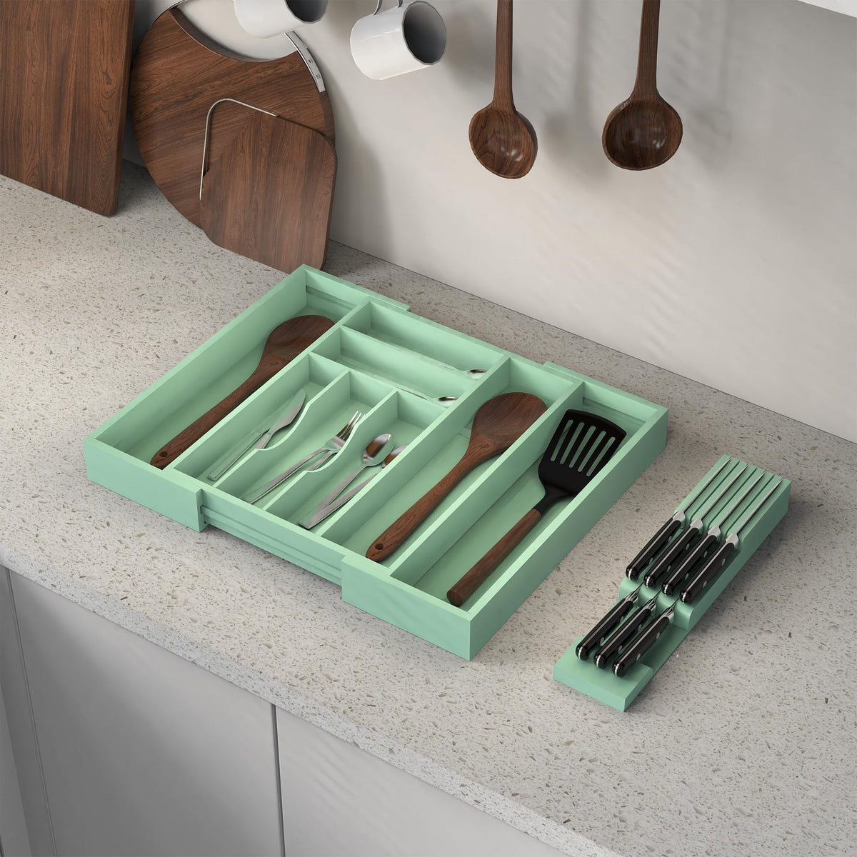 Bamboo Silverware Drawer Organizer