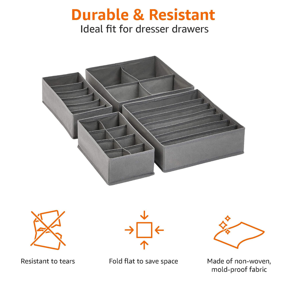 Deep Drawer Organizer for Clothes (4 Count)