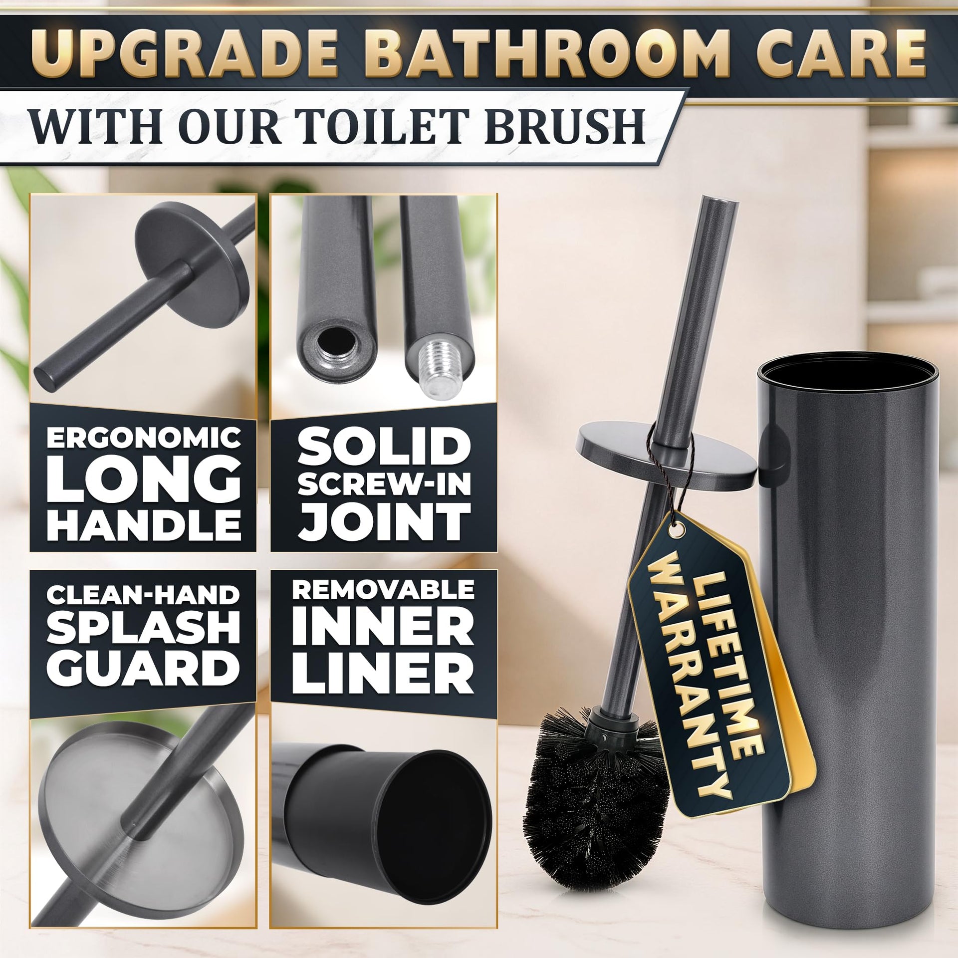 Stainless Steel Toilet Brush and Holder Set