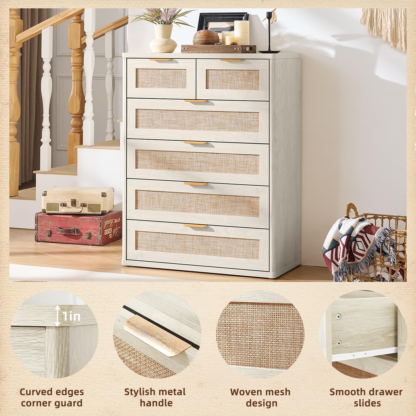 Rattan Dresser for Bedroom Set 2