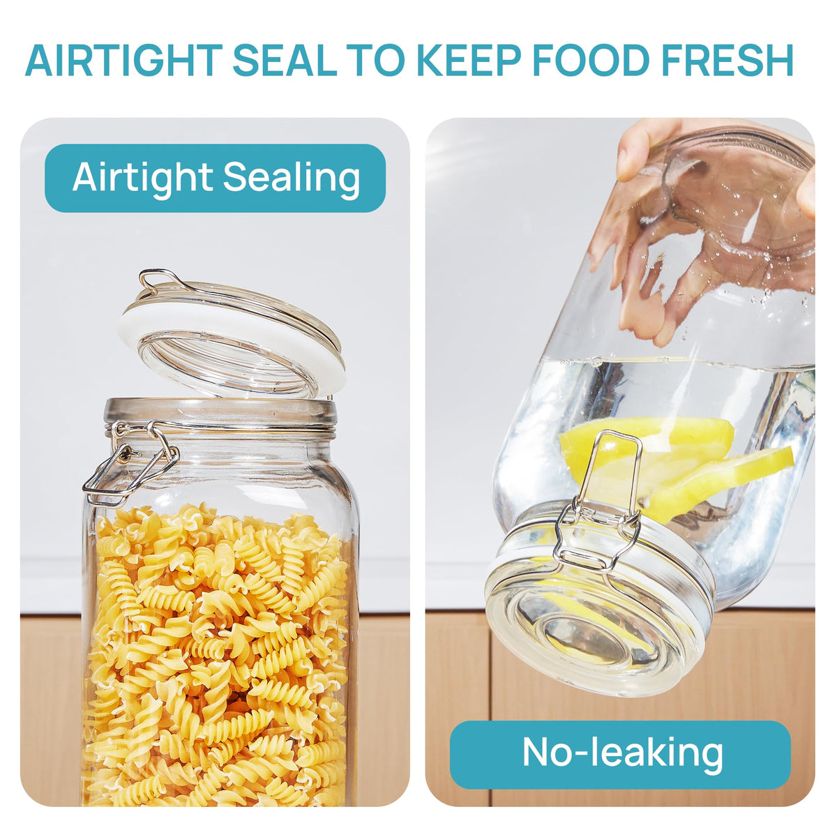 78oz Glass Food Storage Jars with Airtight Clamp Lids (3 Count)