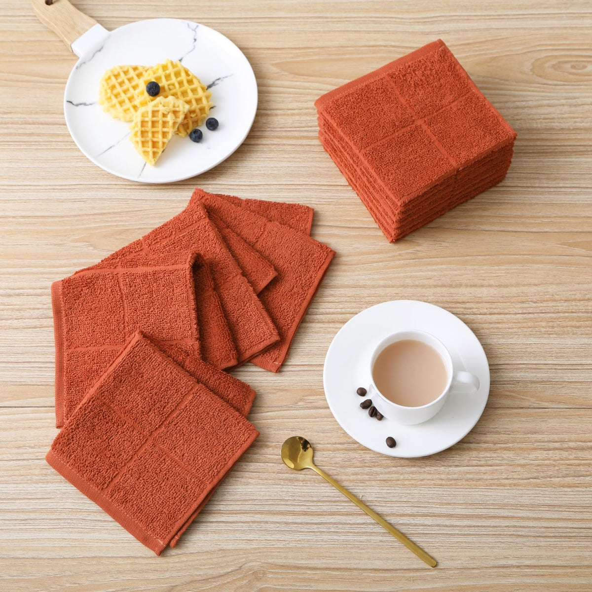 Kitchen Dish Cloths Highly Absorbent Dish Rags 100% Cotton Wash Cloths for Washing Dishes (24 Count) - ModHome Supplies