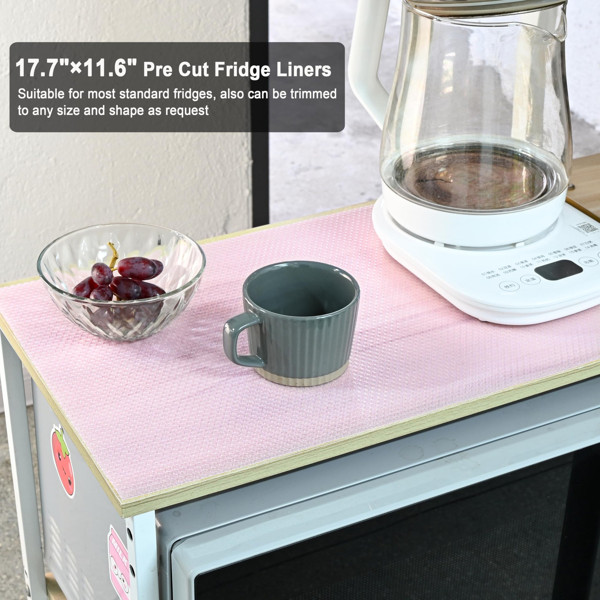12Pcs Refrigerator Liners Washable Fridge Shelf Liners Refrigerator Mats for Freezer Glass Shelves Kitchen Cabinets Cupboards Drawers (12 Count)