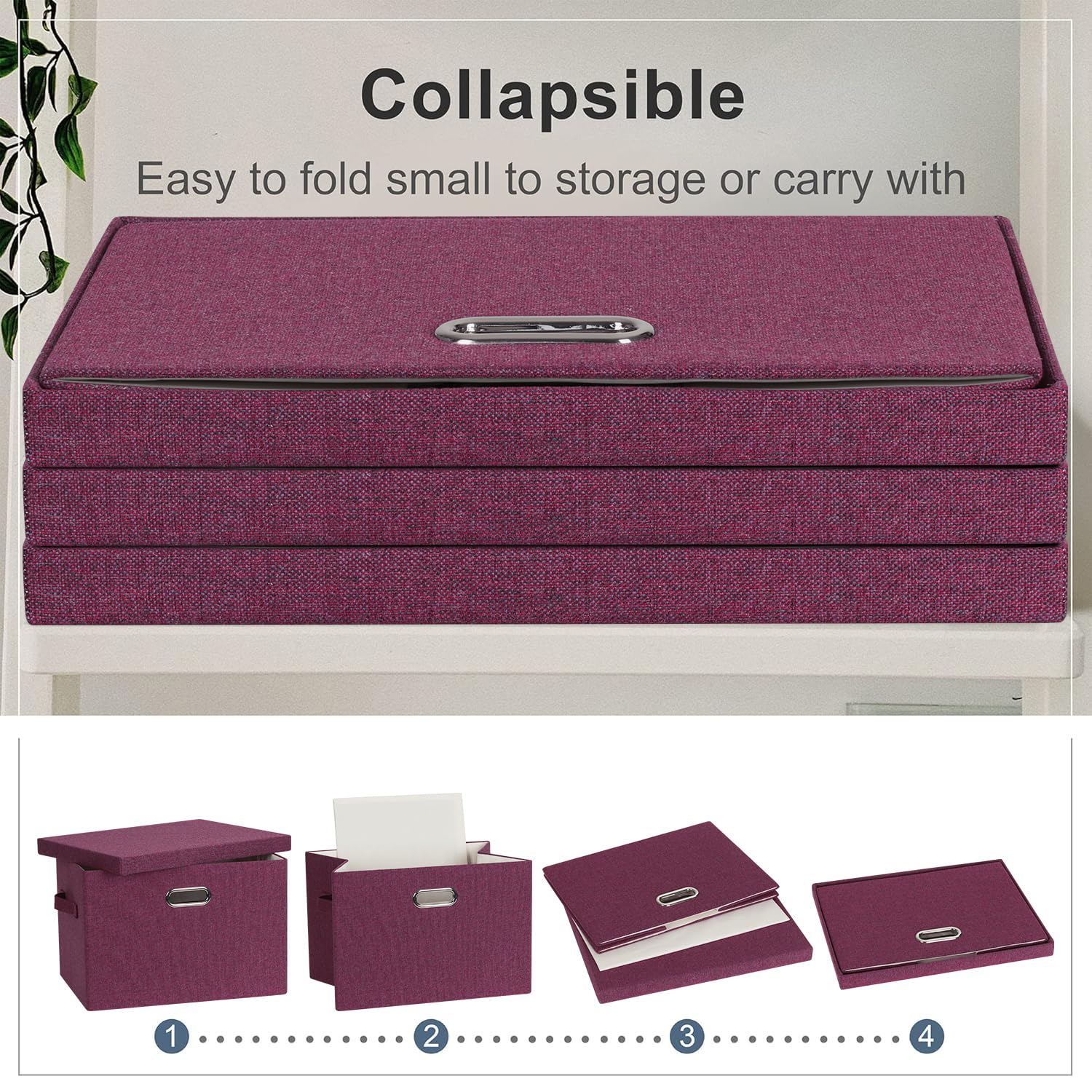 Storage Bins with Lids Fabric Closet Organizers Cubes Office Organization (3 Count)