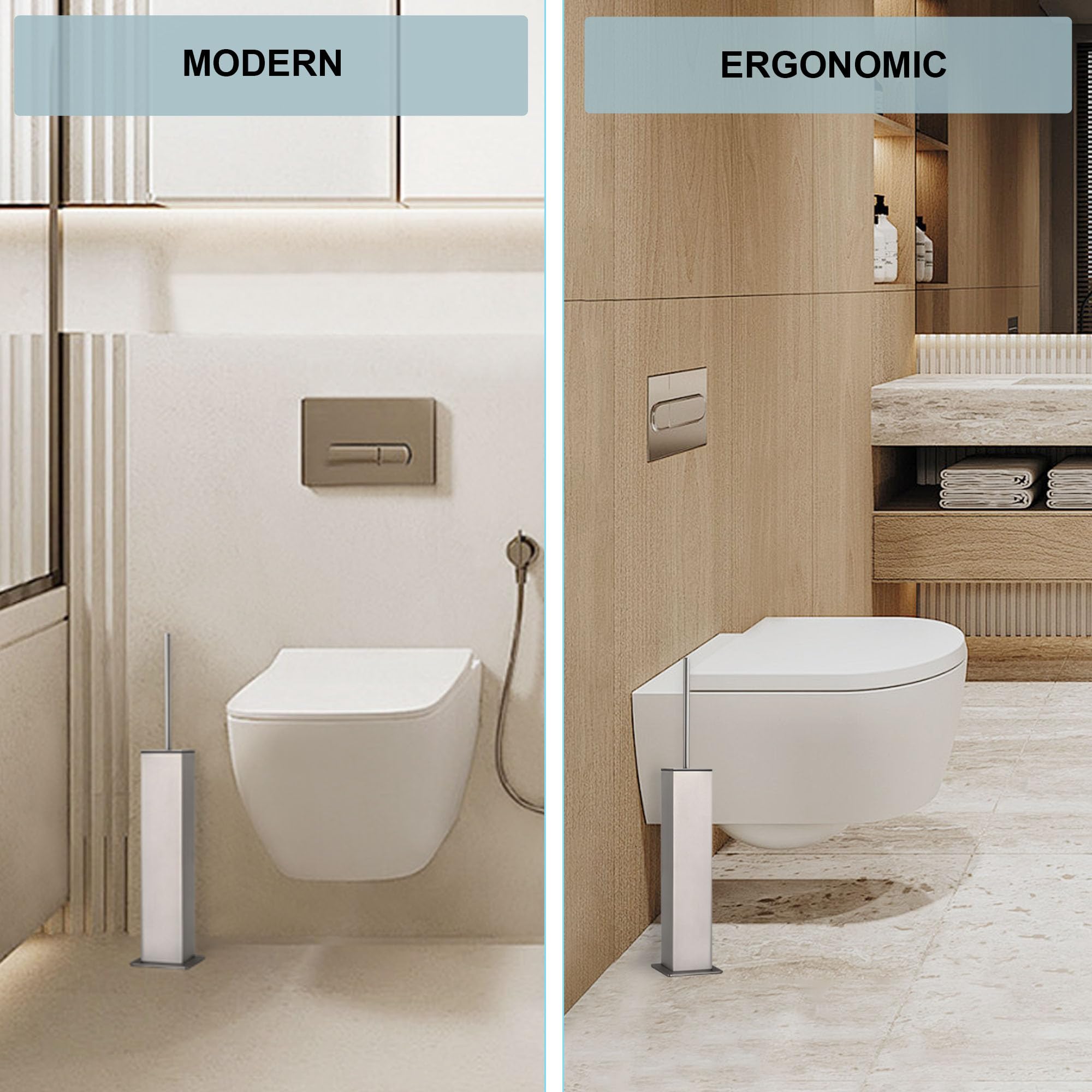Brushed Nickel Toilet Brush and Holder