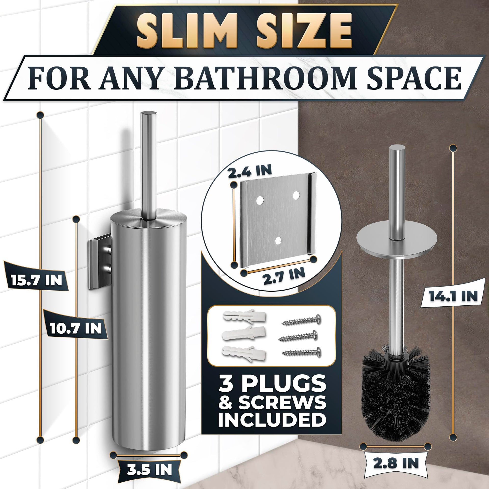 Wall Mounted Toilet Brush and Holder Set