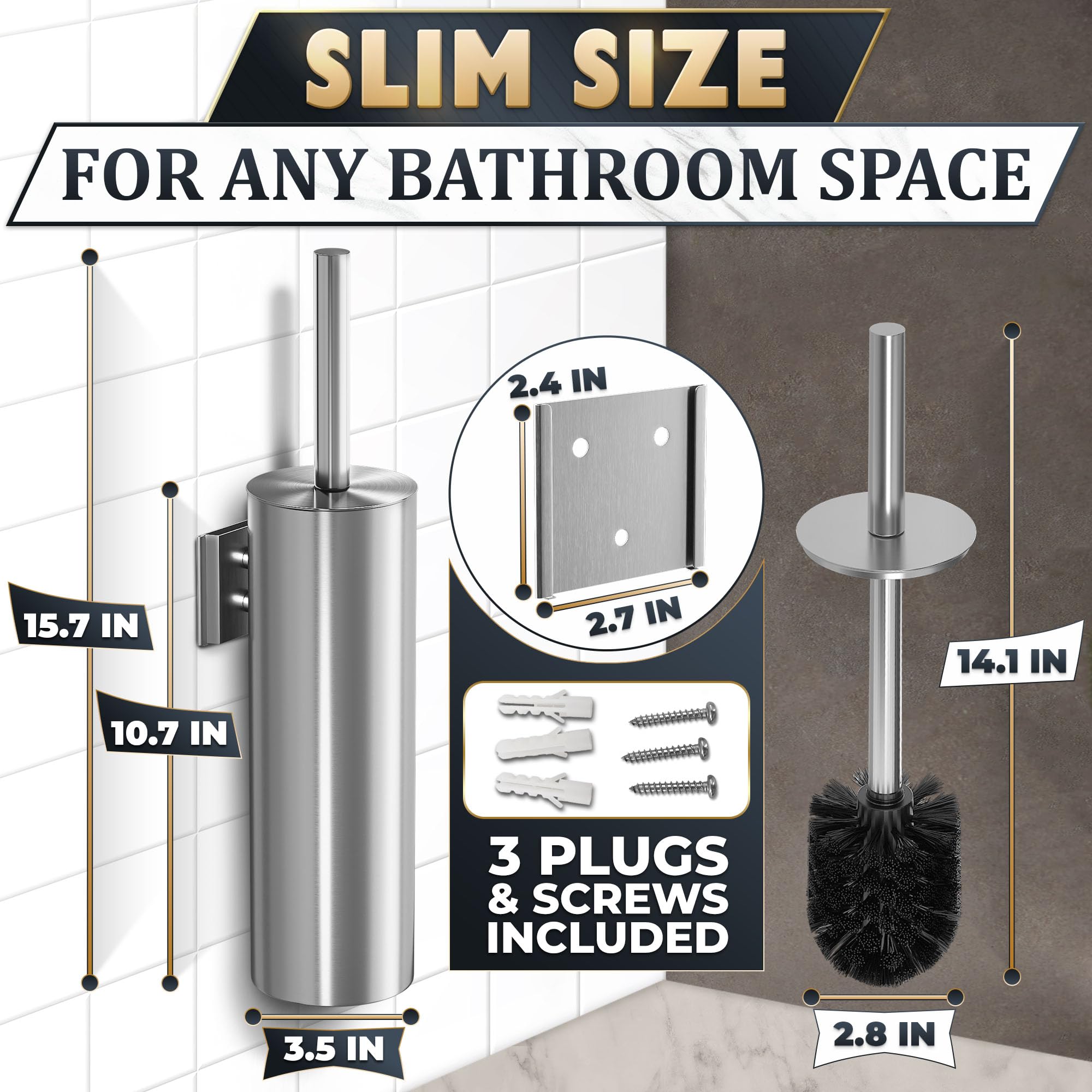 Wall Mounted Toilet Brush and Holder Set