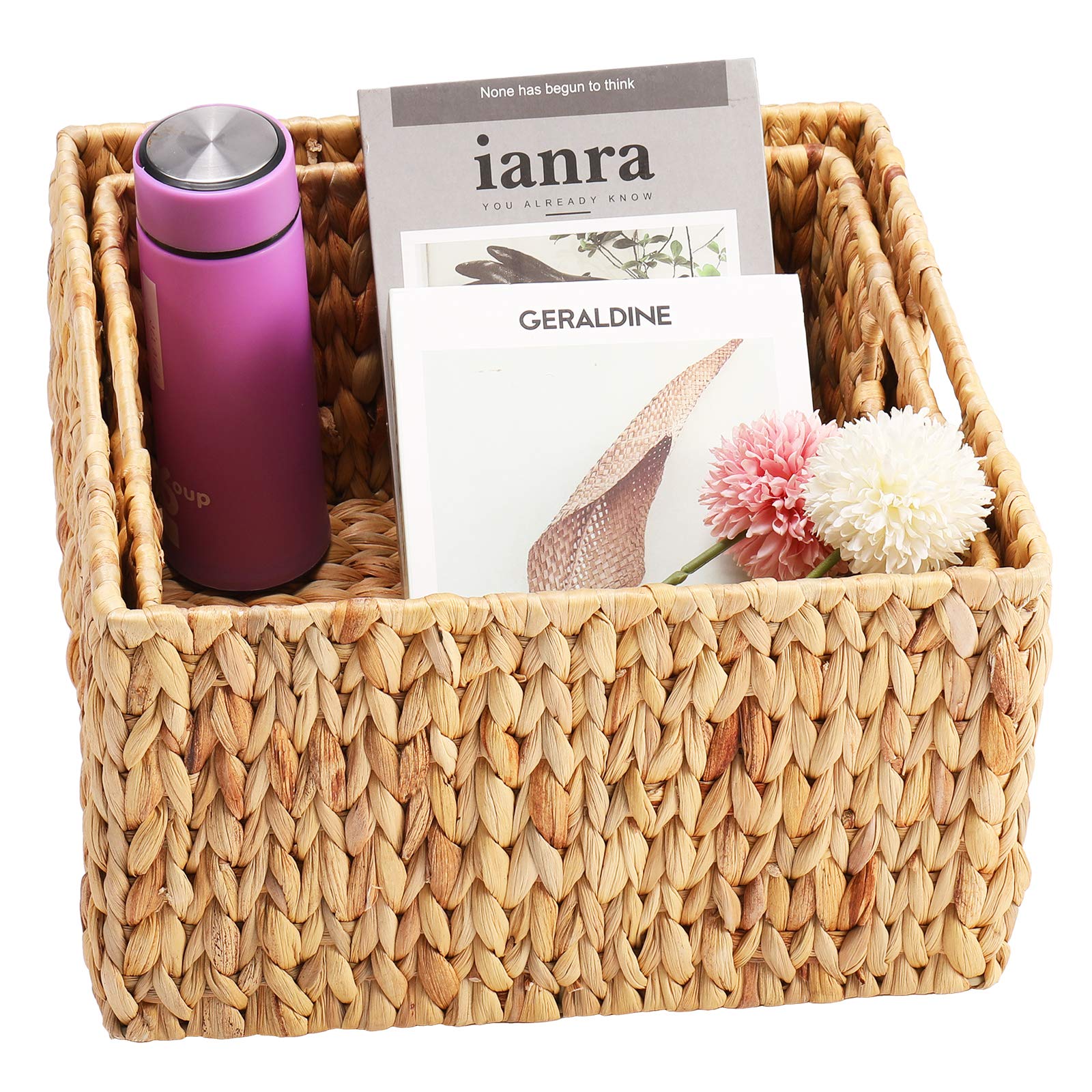 Water Hyacinth Storage Baskets for Organizing (2 Count)