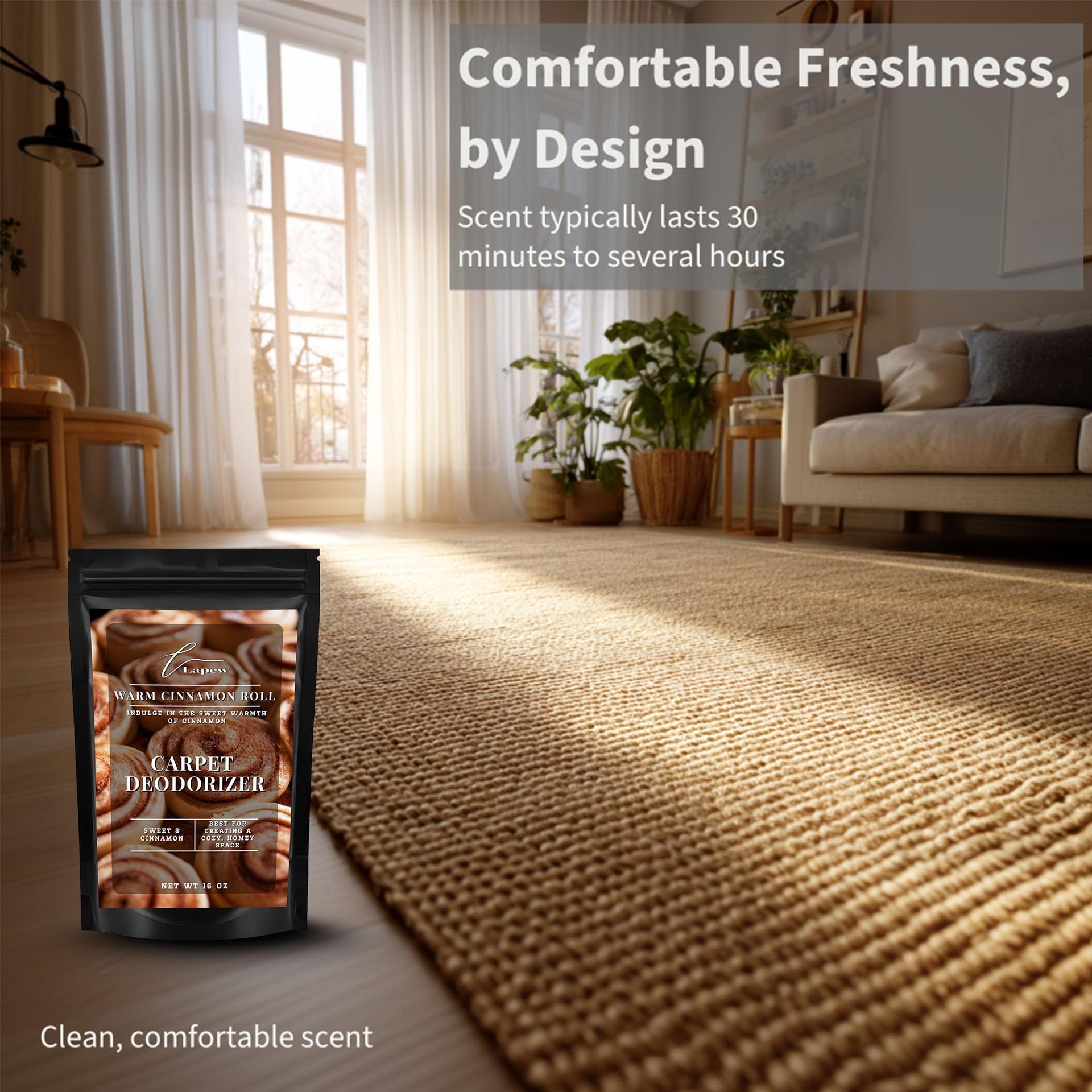 Warm Cinnamon Roll Carpet Deodorizer Powder (16 Ounce)