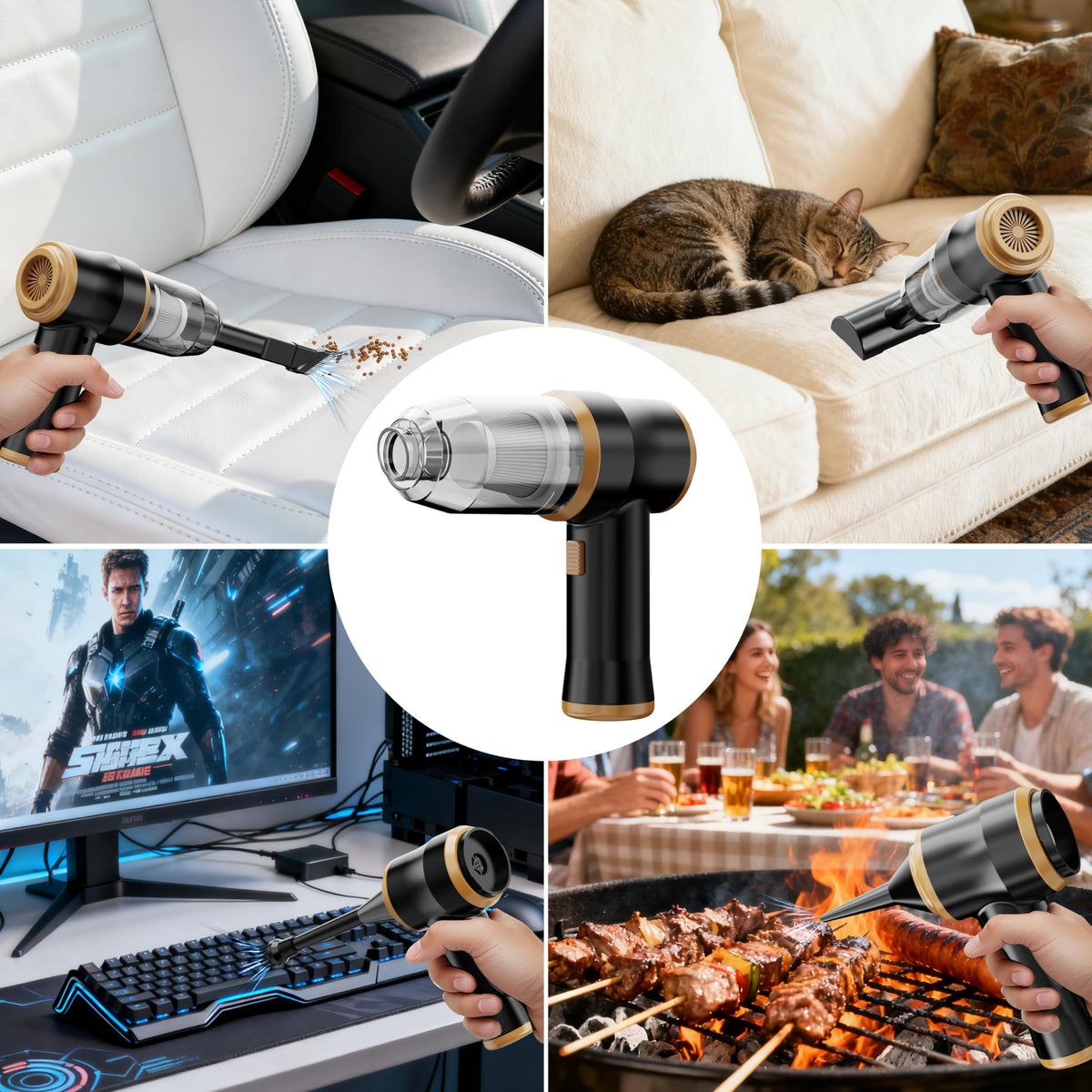 Mini Car Vacuum 15000Pa Portable Cordless Handheld Vacuum Cleaner and Air Duster with 2 Filter for Car