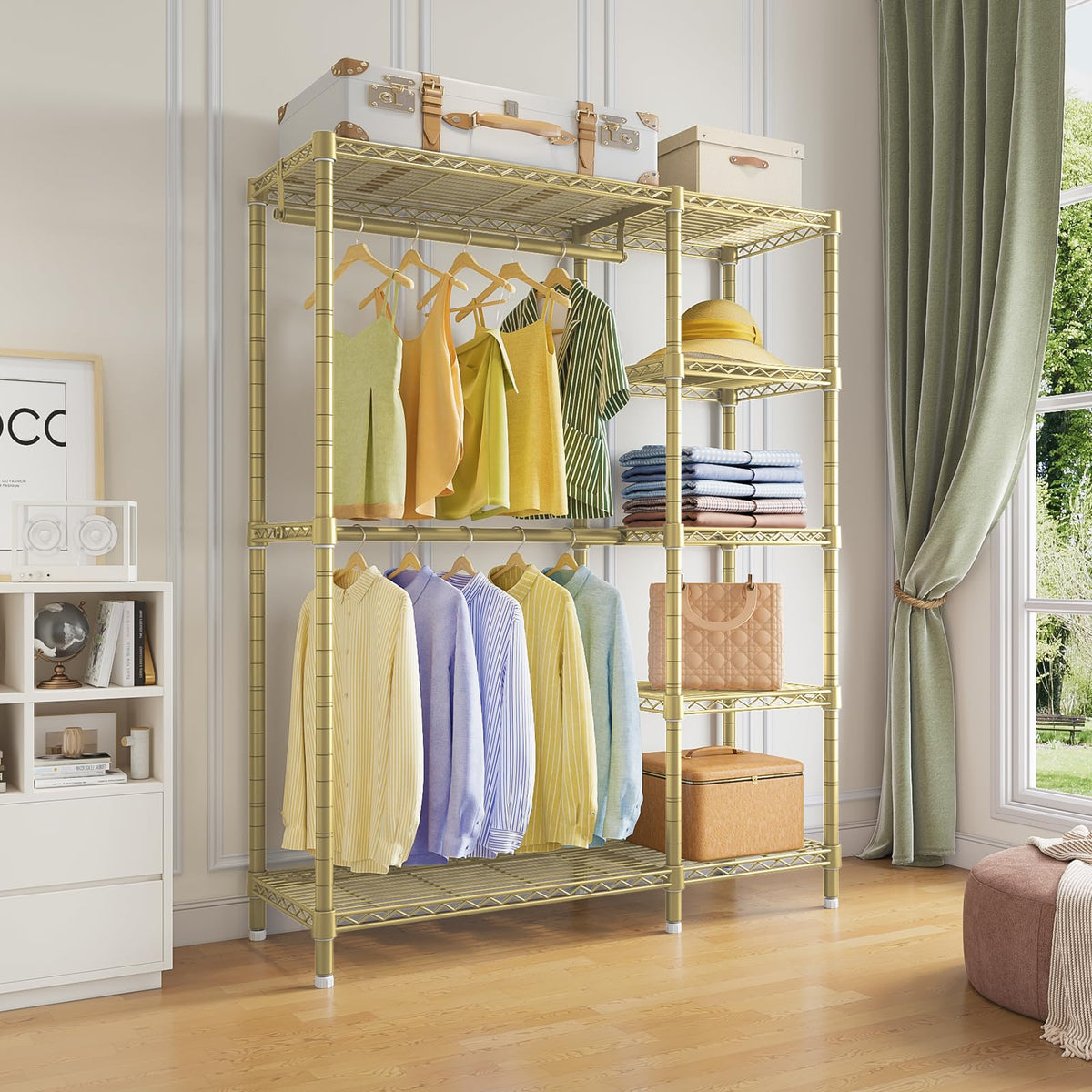 V7 Garment Rack with Shelves Portable Closet for Hanging Clothes