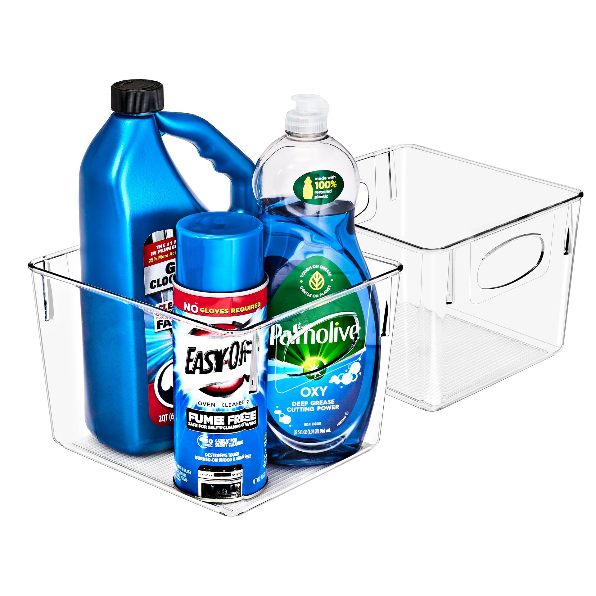 2 Pack Medium Clear Plastic Storage Bins