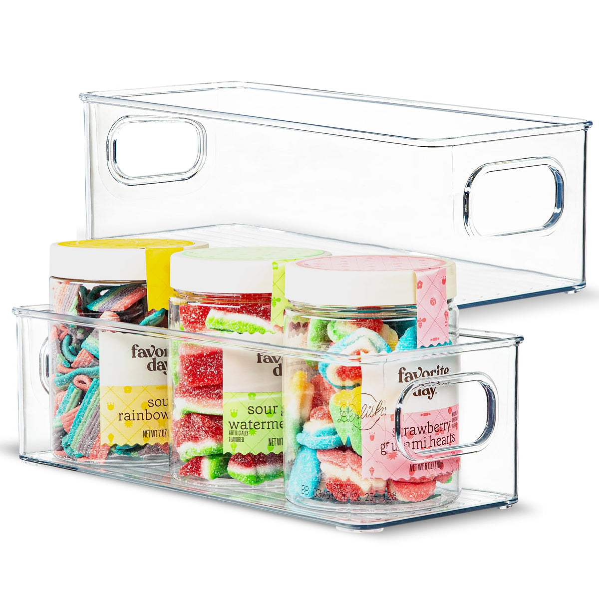 Plastic Food Storage Clear Container 2 Pack Bin with Handles for Organizing Kitchen (2 Count)