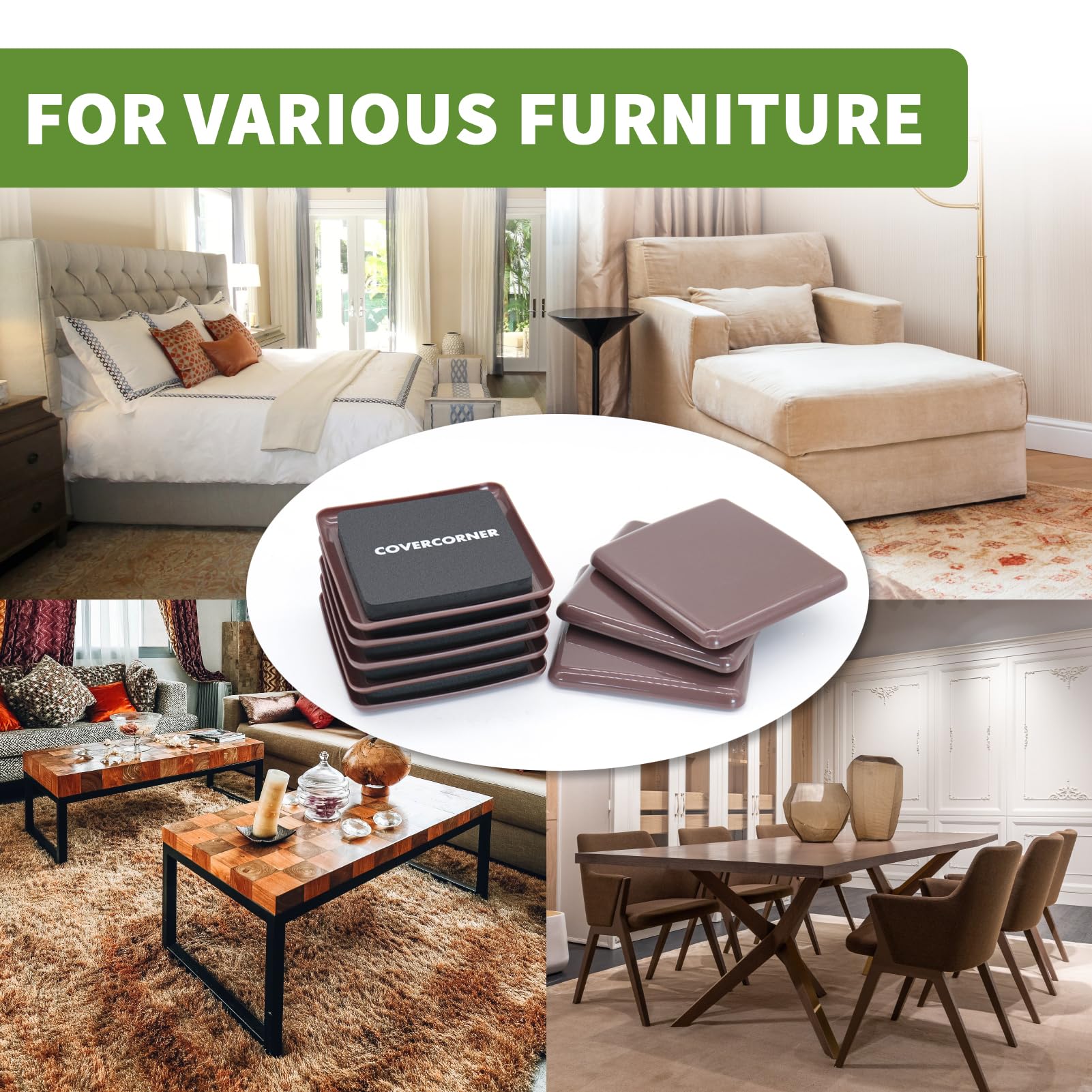 Furniture Sliders for Carpet 8 PCS (8 Count)