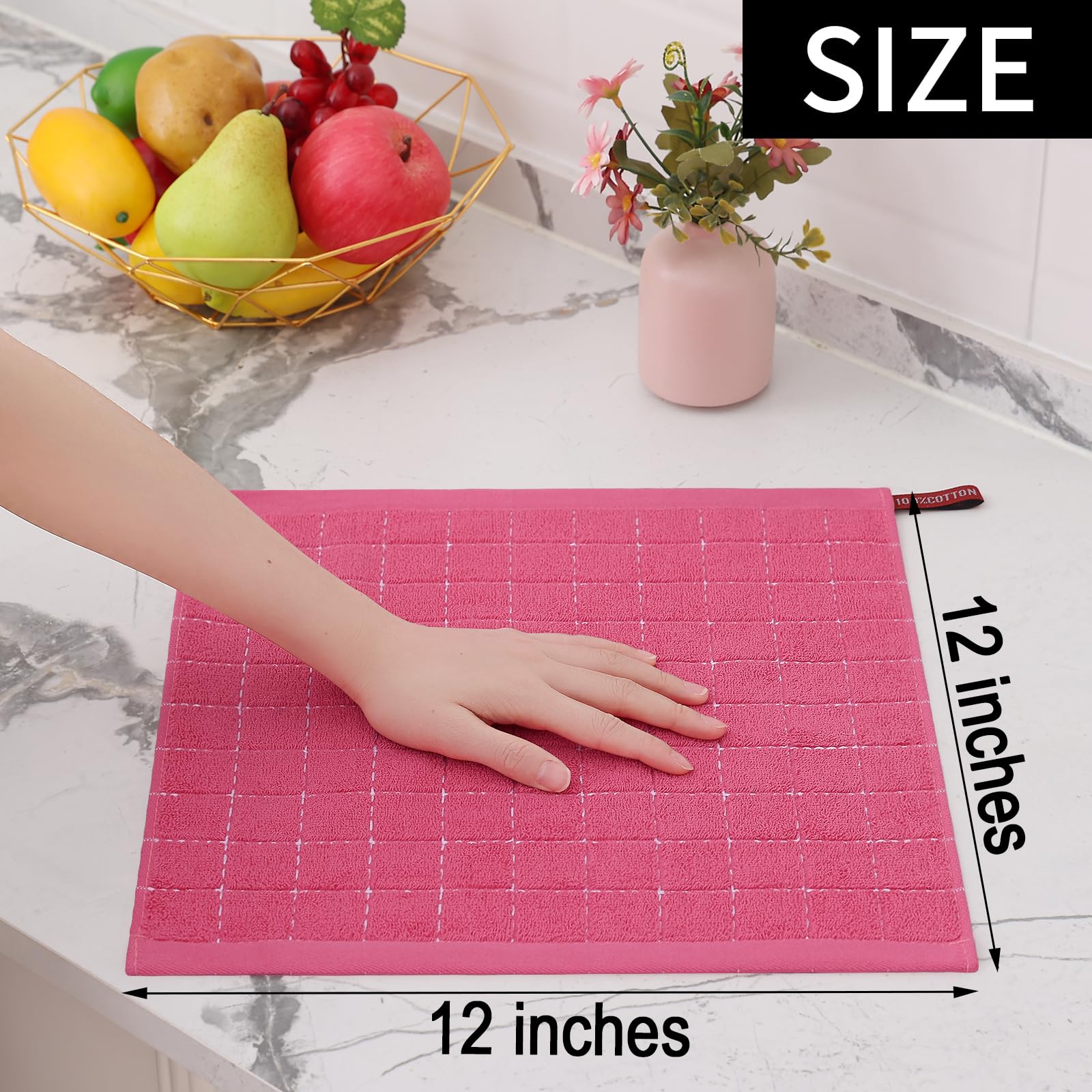 100% Cotton Terry Kitchen Dish Cloths (6 Count)