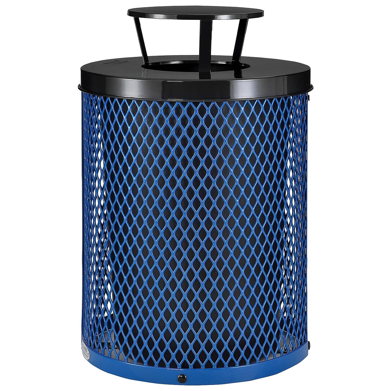 Outdoor Diamond Steel Trash Can with Rain Bonnet Lid