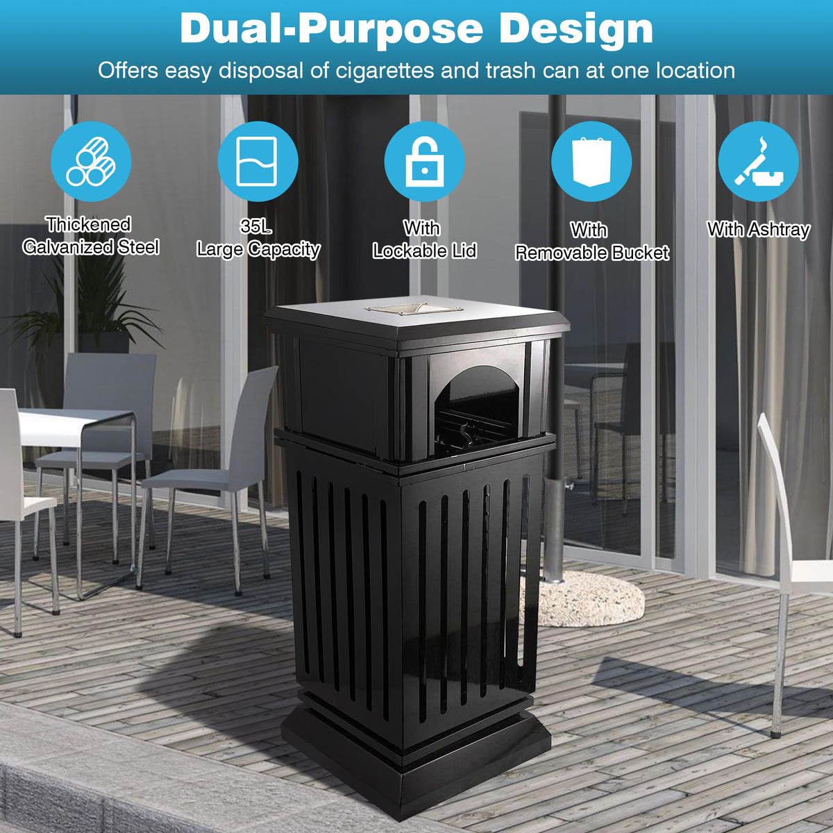 Commercial Trash Can with Lid