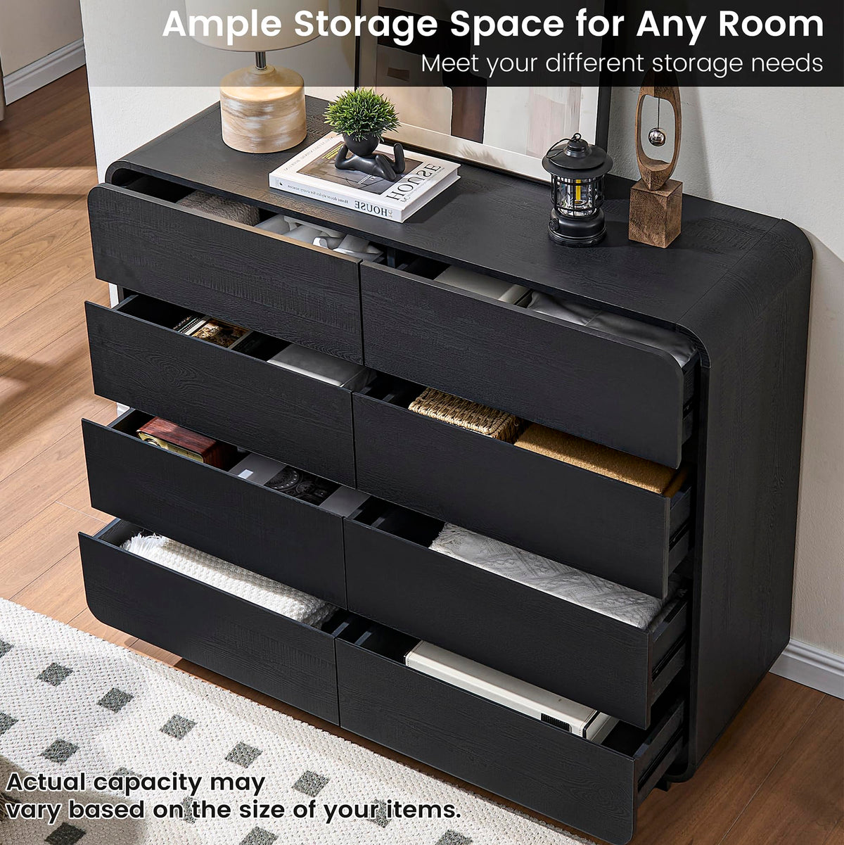 Black Dresser with 8 Drawers