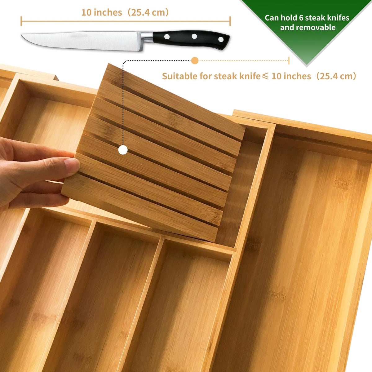 Bamboo Silverware Drawer Organizer