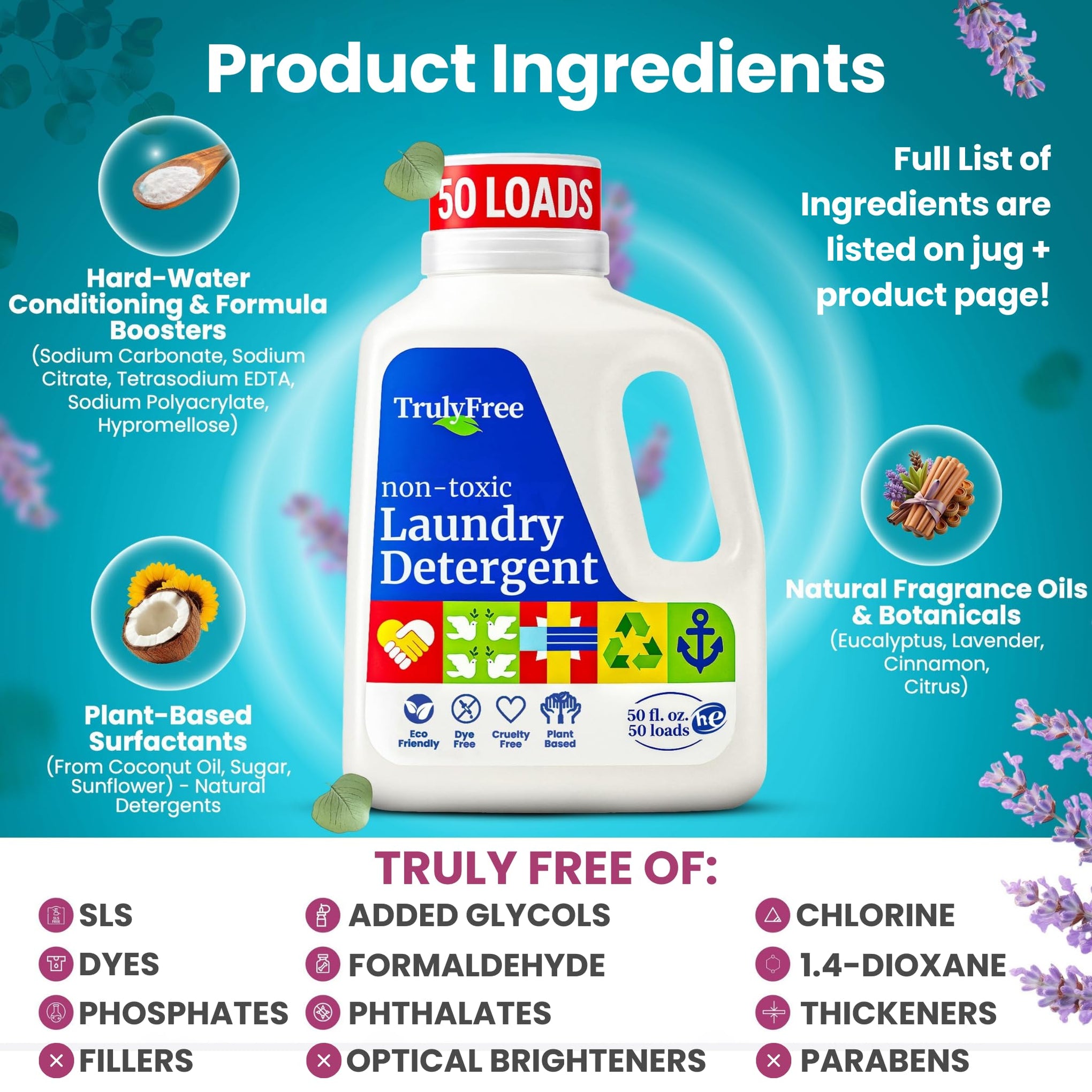 Natural Laundry Detergent for Sensitive Skin (50 Fl Oz)